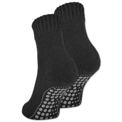sockenkauf24 ABS-Socken 2, 4 oder 6 Paar Damen & Herren ABS Socken Anti Rutsch (Schwarz, 2-Paar, 43-46) Socken mit Wolle - 21463 WP