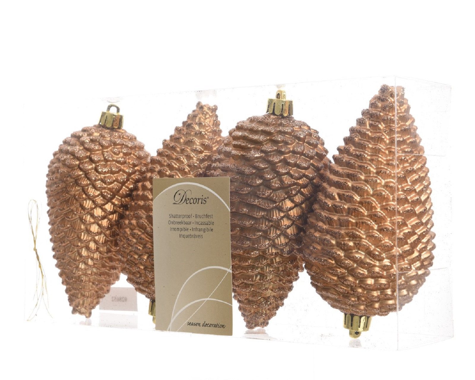 Kaemingk Weihnachtsbaumkugel Christbaumschmuck Zapfen bruchfest Ø 7 cm H 12 cm 4 Stück braun