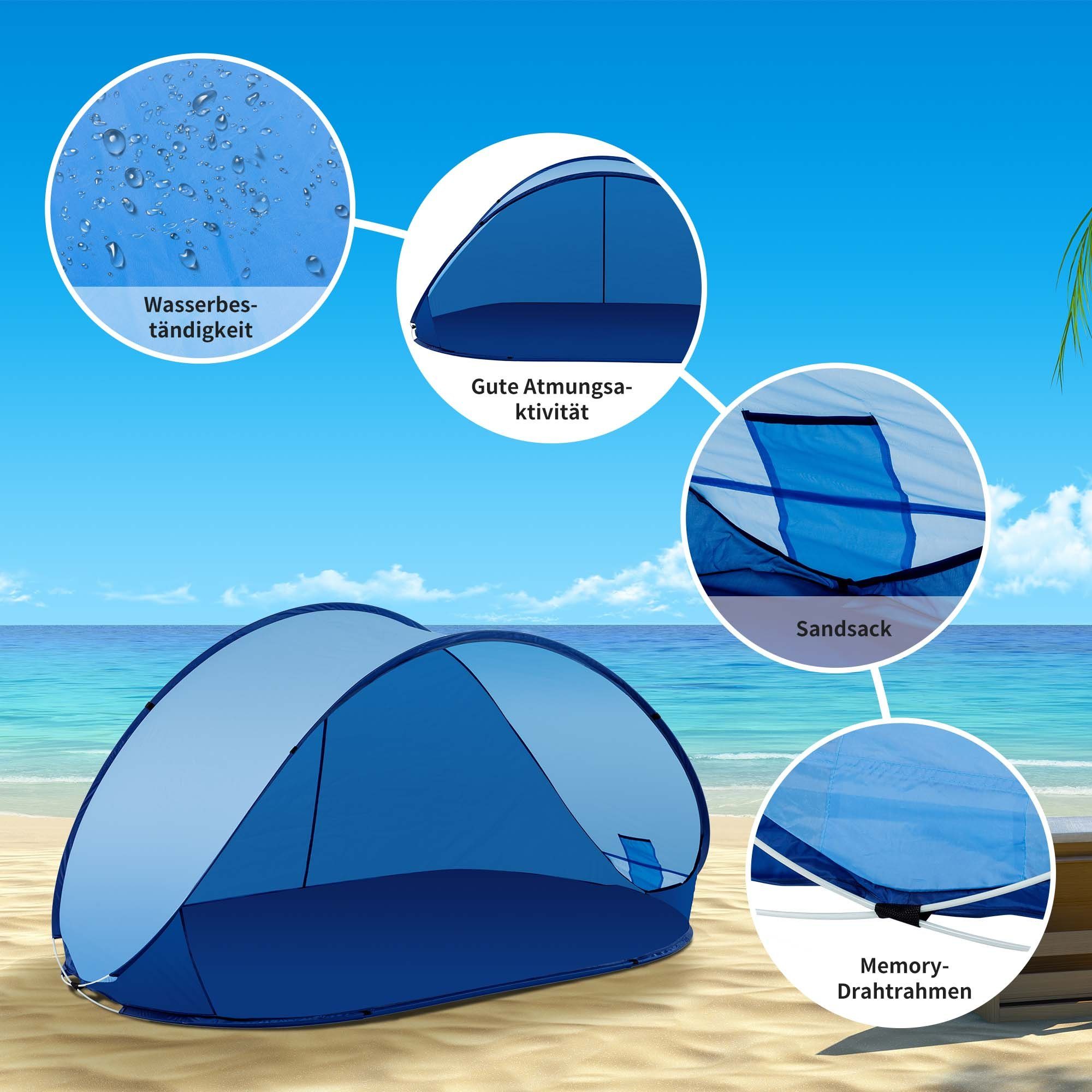 Pop Polyester Wetter- Strandzelt D-Blau+H-Blau Up Duhome Sichtschutz Strandmuschel, Zelt Strandmuschel und