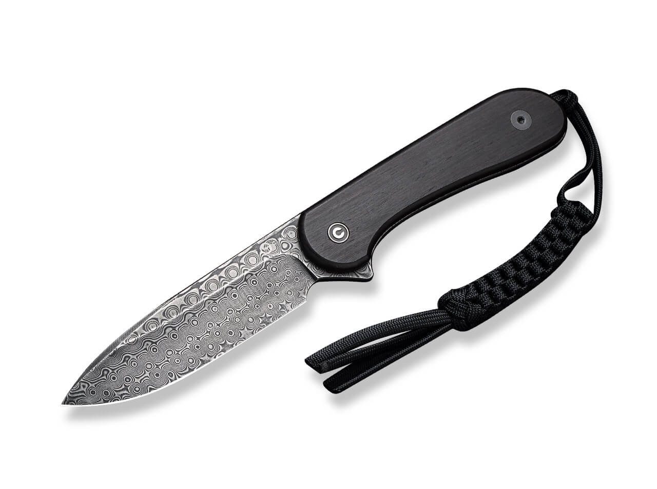 CIVIVI Universalmesser CIVIVI Elementum Ebony feststehendes Damastmesser mit Scheide, (1 St), Klinge aus rostfreiem Damaststahl; Scheide inklusive