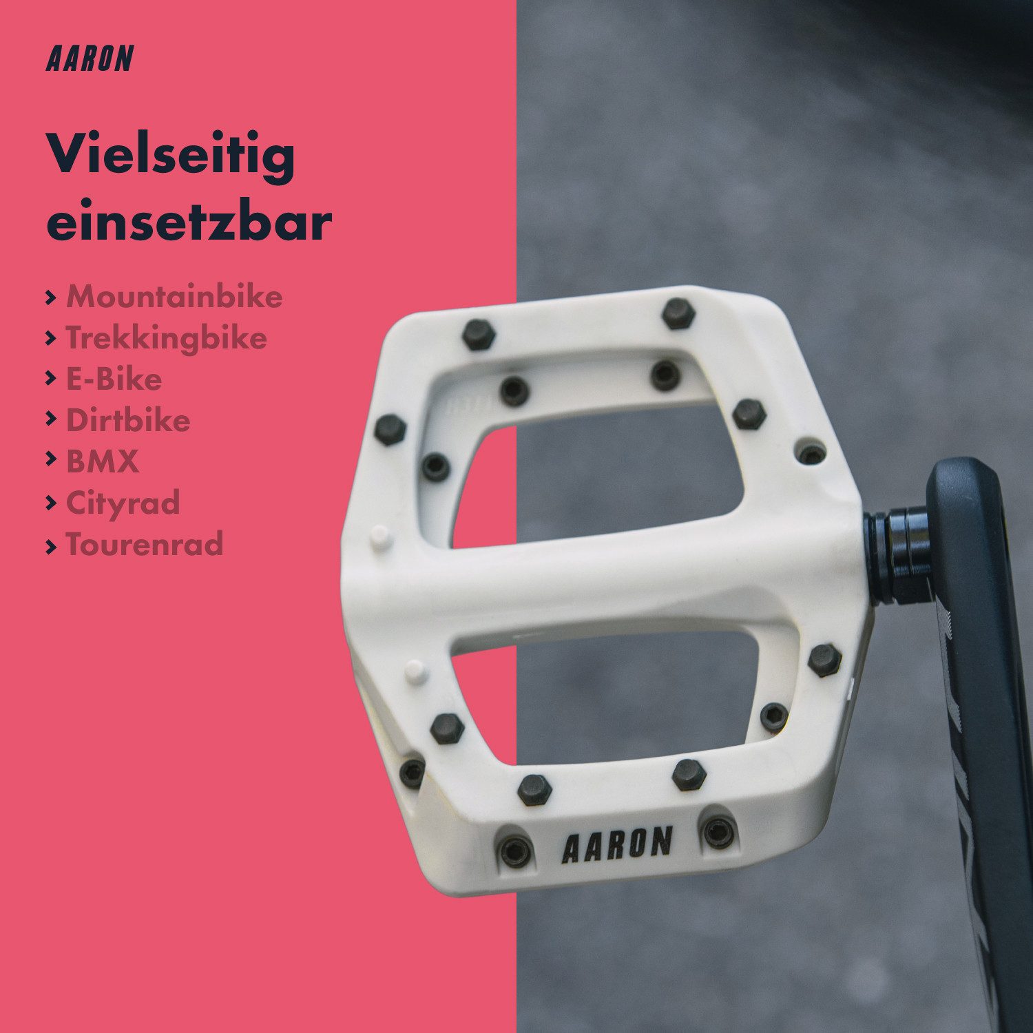 AARON Fahrradpedale Dirt MTB Pedale Ultraleicht Nylon mit austauschbaren Pins 9/16"