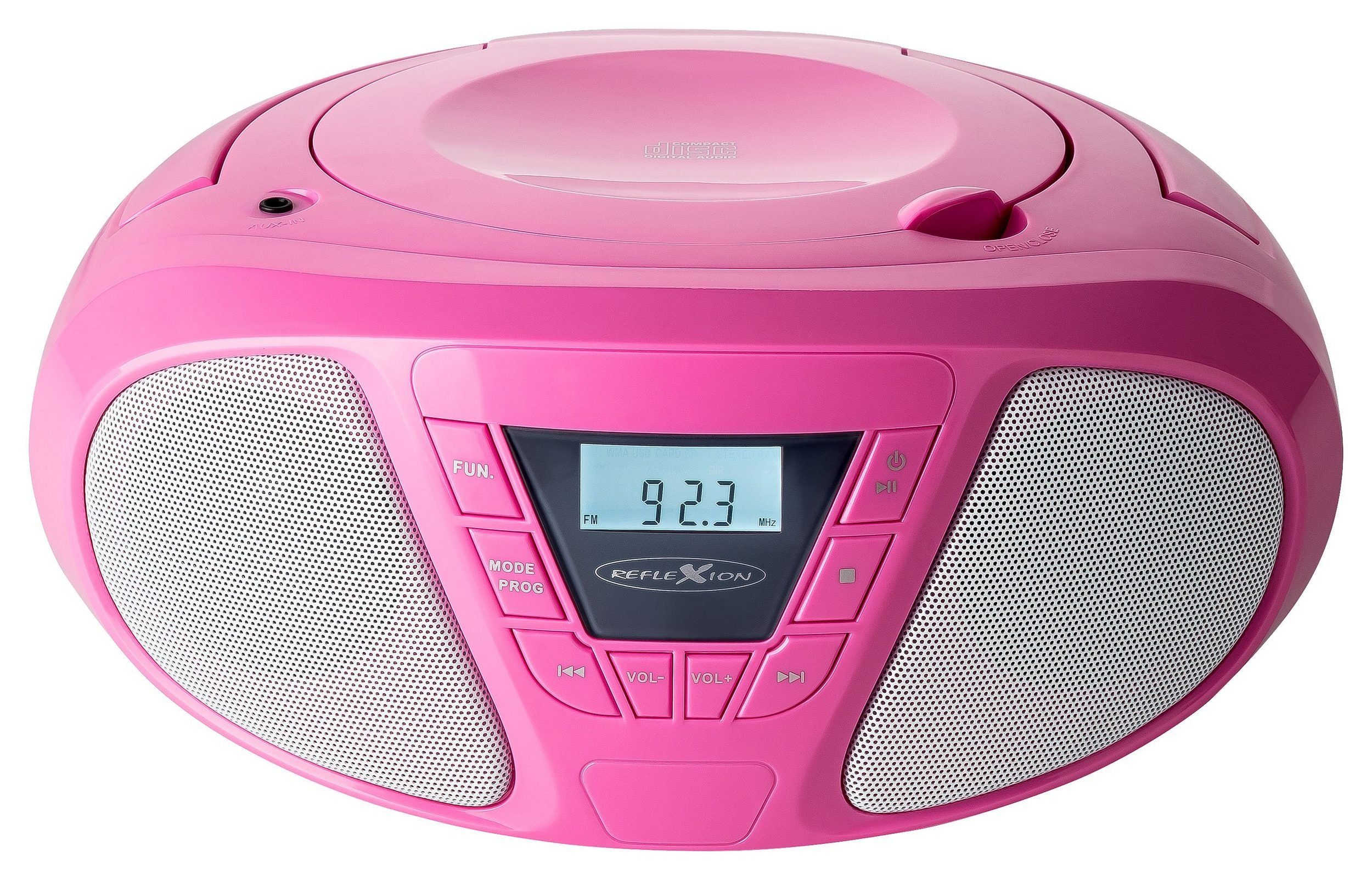 Reflexion CDR614 Boombox (UKW PLL Radio, W, Tracks) 16,00 Stereo (CD: CD-Player 20 Radio, mit Programmier-Funktion pink
