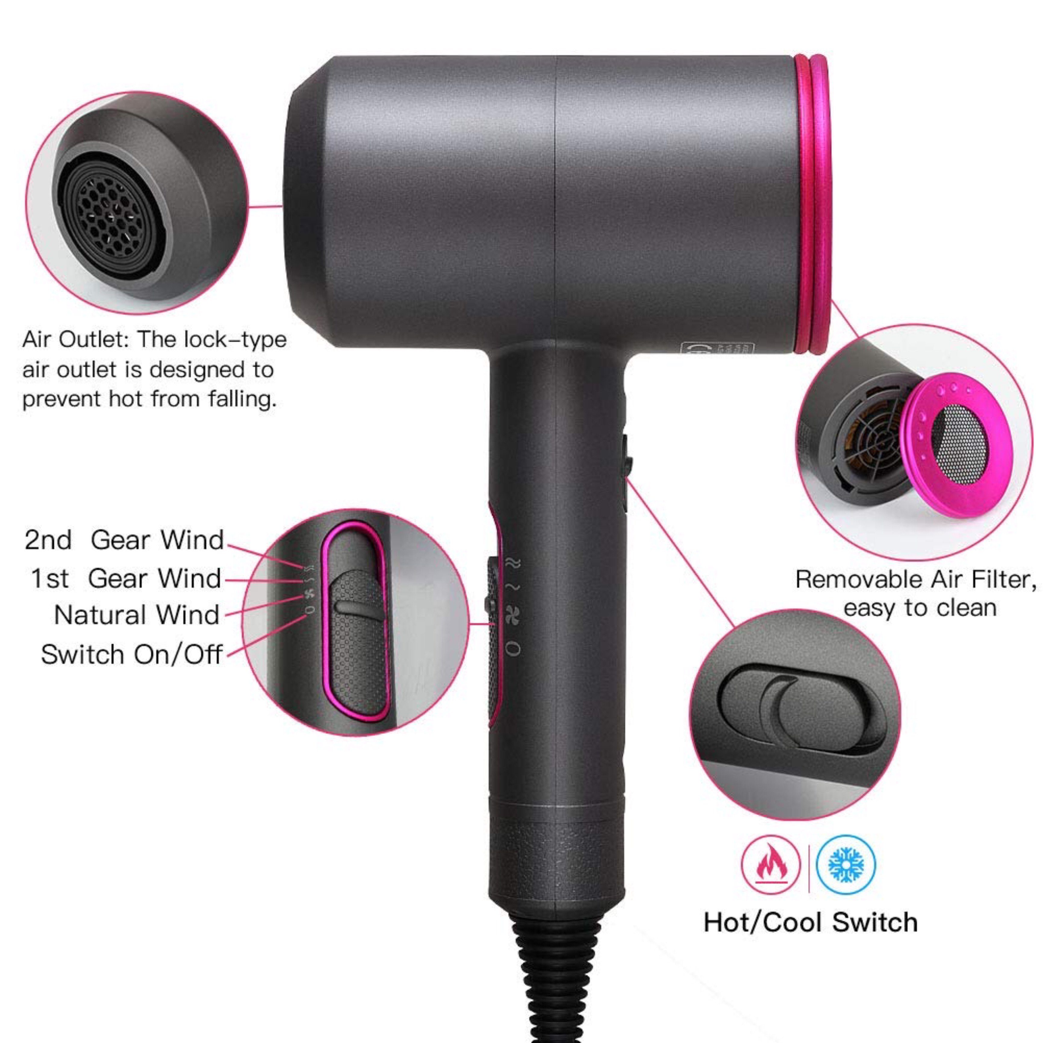 Lalano`S Cosmetics Haartrockner Ionic Volumizer Hair Dryer Warmluftbürste 3 in 1 Hairstylist, 2000,00 W, AC-Motor – Bild 3 von 5
