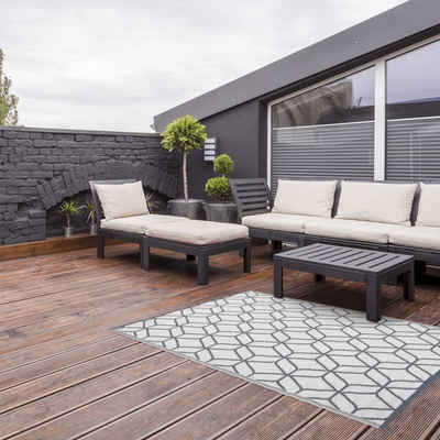 Outdoorteppich Outdoor-Teppich 180x121 cm Grau und Weiß OC25, esschert design, Höhe: 0.9 mm