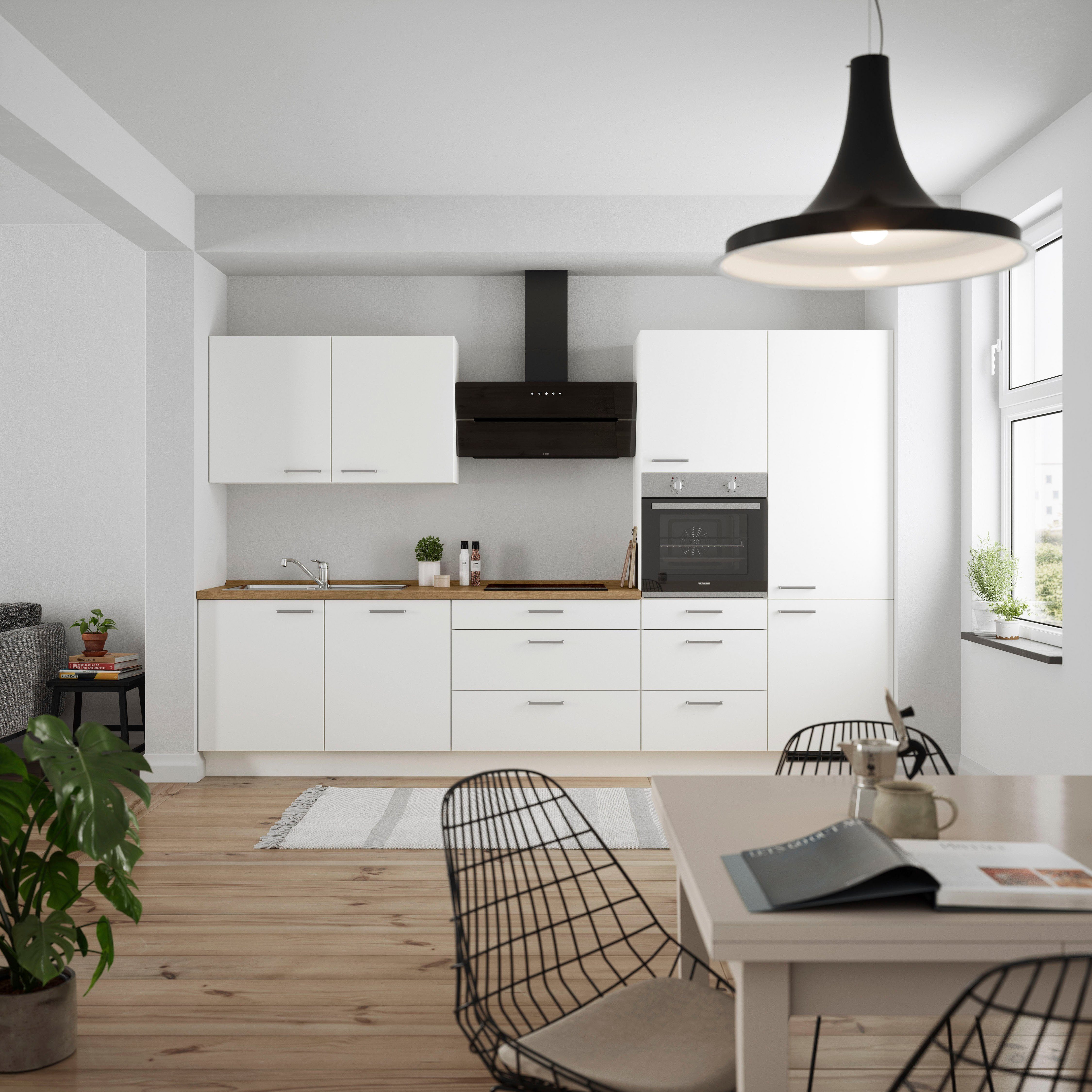 nobilia® Küchenzeile "Touch II", NEU: individuell anpassbar mit gratis Profi-Beratung, vormontiert, Breite 330 cm, Ausrichtung wählbar, wahlw. mit E-Geräten