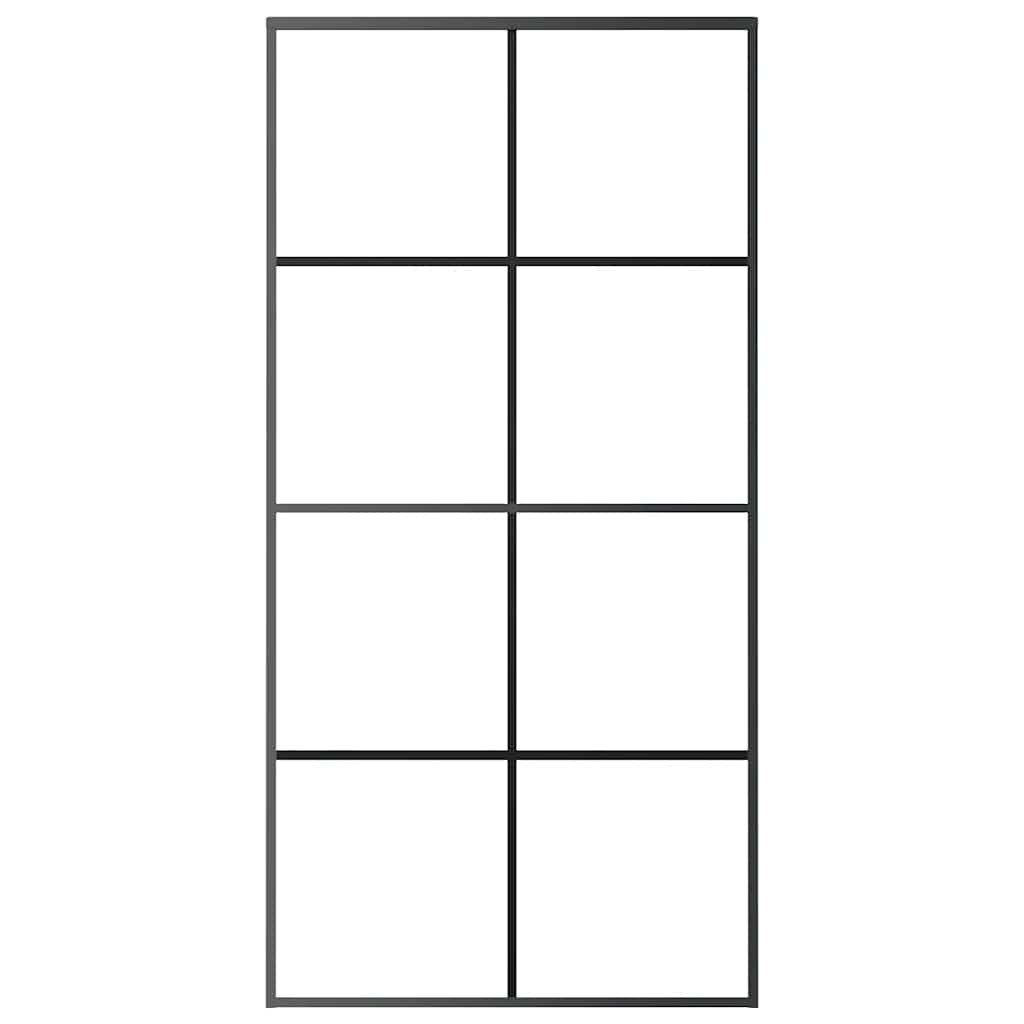 furnicato Schiebetür 102,5x205 cm Schwarz, Leise Gleittür mit ESG-Glas und sanftem Anschlag für dein Zuhause