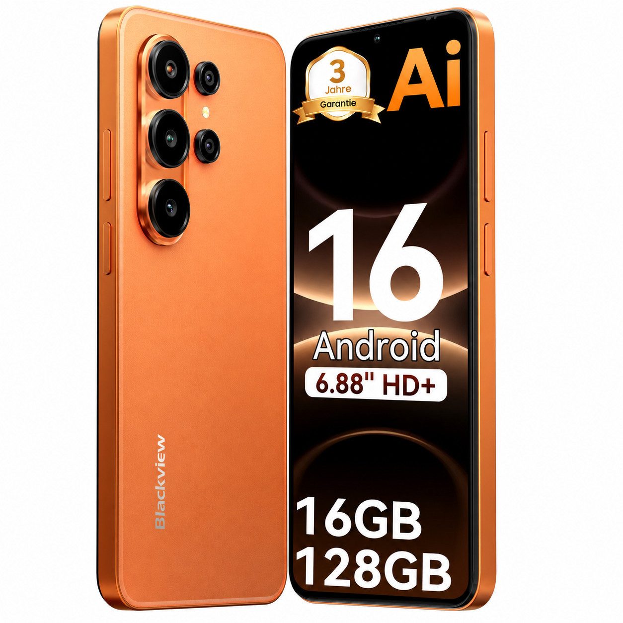 blackview Blackview Android 16 6,88'' 5000mAh 32MP 6GB+128GB Dual SIM Smartphone (6.88 Zoll, 128 GB Speicherplatz, 32 MP Kamera, Dual SIM 4G, Android 16)
