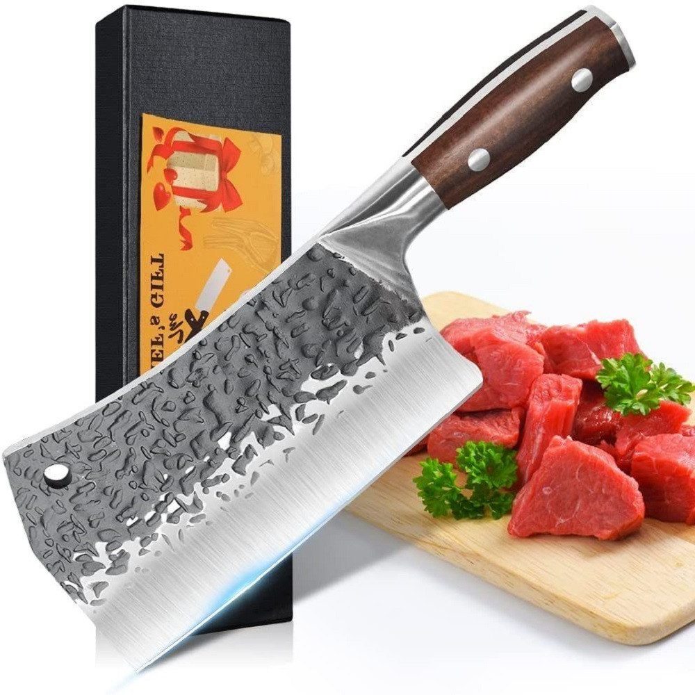KEENZO Fleischmesser Hackmesser für Fleisch und Knochen Handgeschmiedetem Metzgermesser