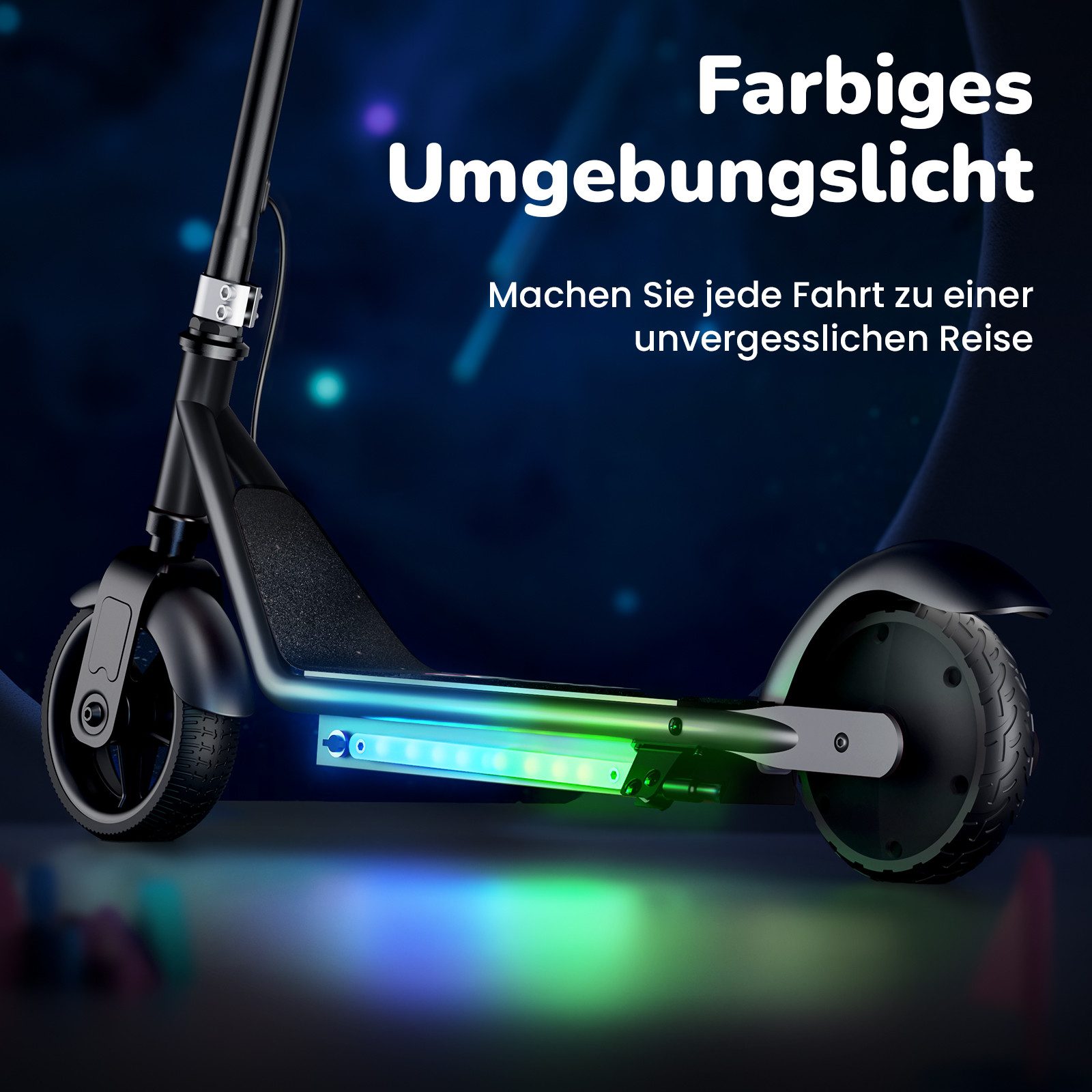 iscooter Miniscooter Elektro-Kinderroller Kinder von 6-12 Jahren mit magnetischer Aufladung, (1 tlg), 150W, 16km/h, LED-Anzeige, farbige Lichter, Doppelbremsen