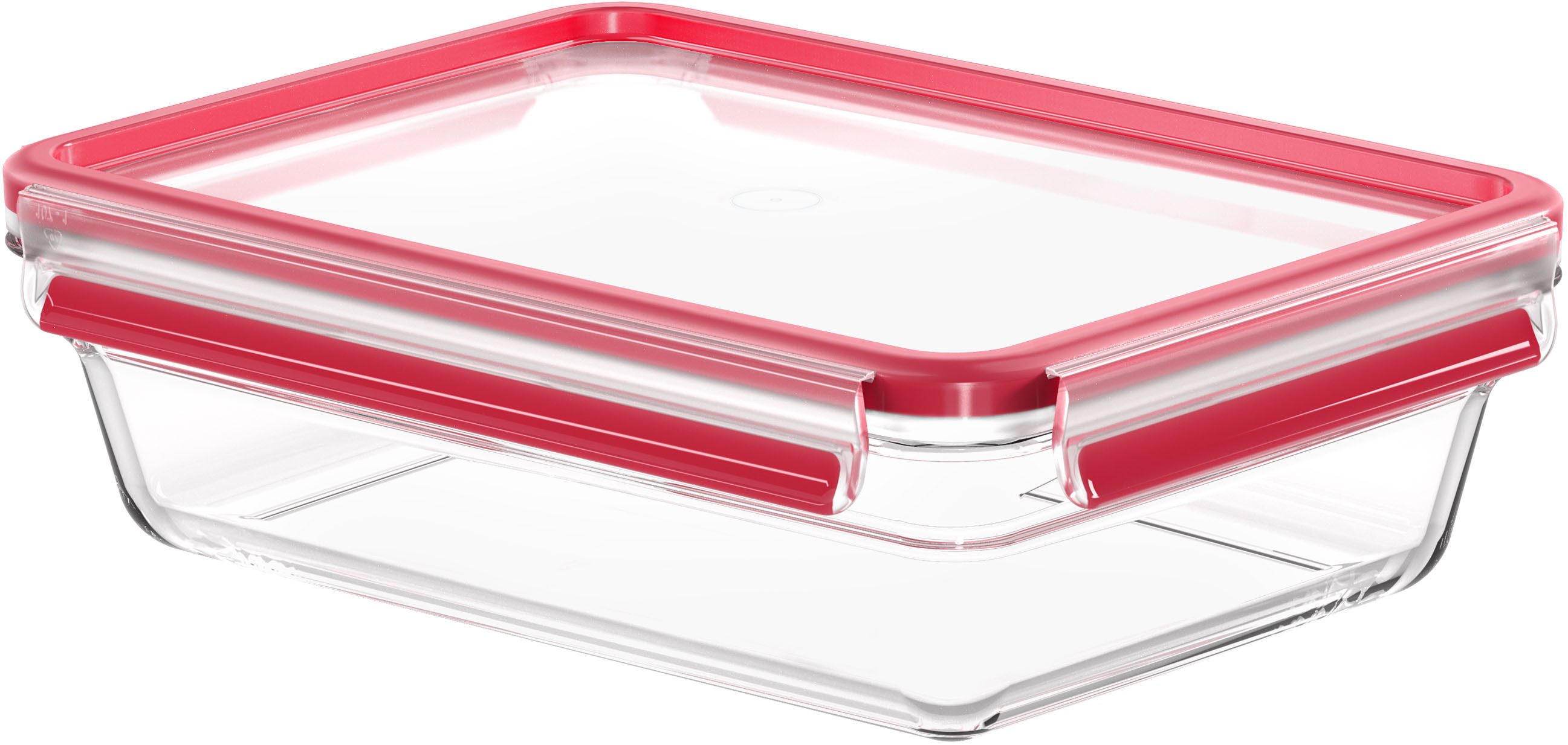 Emsa Aufbewahrungsbecher Clip & Close Glas, Glas, Polyprophylen (PP), (2-tlg), 2 Liter, rechteckig, Stapelkante, backofengeeignet, auslaufsicher