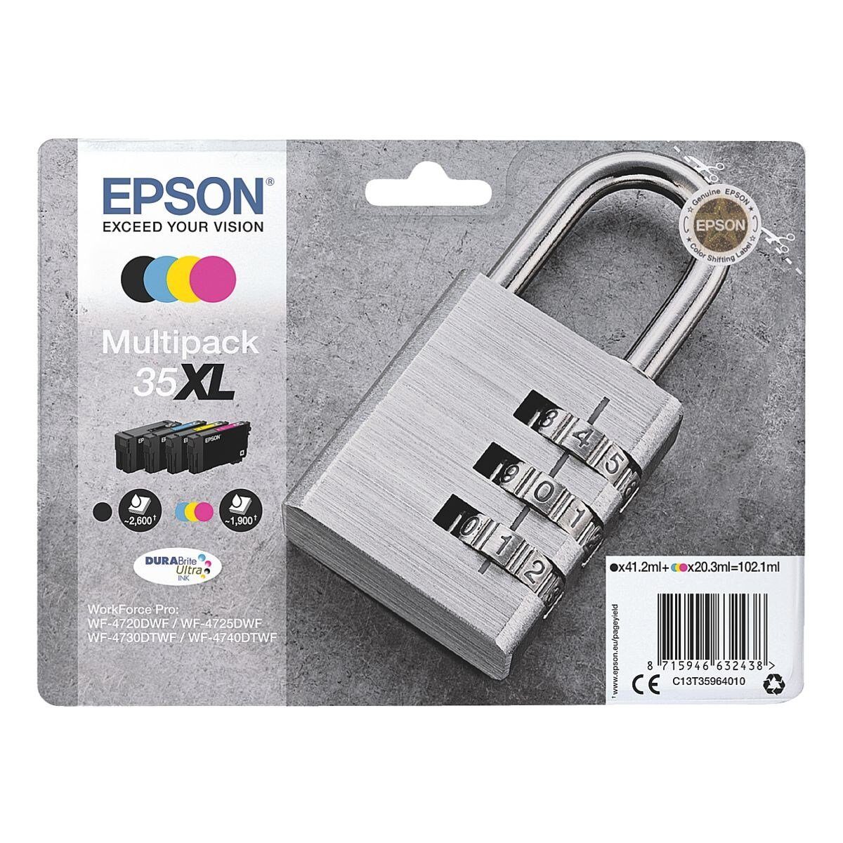 Epson 35XL Tintenpatrone (Set, Original Druckerpatrone, schwarz, cyan, magenta, gelb)