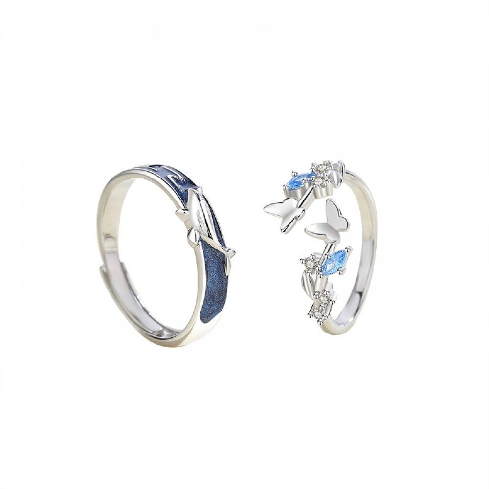 Invanter Fingerring Wal Schmetterling Paar Ring für weibliche Krähe Design (2-tlg), Inklusive Geschenktüte
