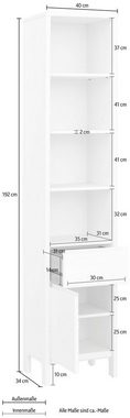 OTTO products Hochschrank Jorrick Breite 40 cm, Massivholz Kiefer mit Bio Öl/Wachs behandelt