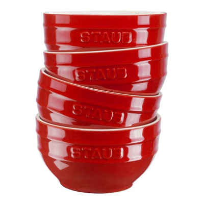 Staub Schüssel Staub Ceramique Schüsselset,Schüssel 4-tlg Kirsch-Rot Keramik 12 cm 0,4 Liter, Keramik, (4-tlg)