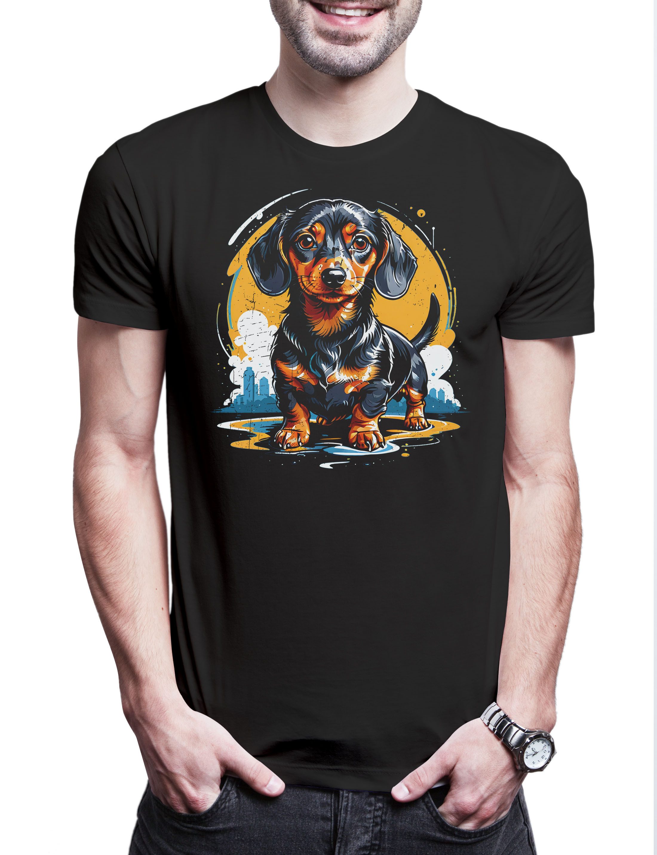 Urban Backwoods Print-Shirt Sweet Dackel Art Herren T-Shirt Dachshund Teckel Hund Dog Kurzhaar (1-tlg) Breed Pet Rasse Züchter