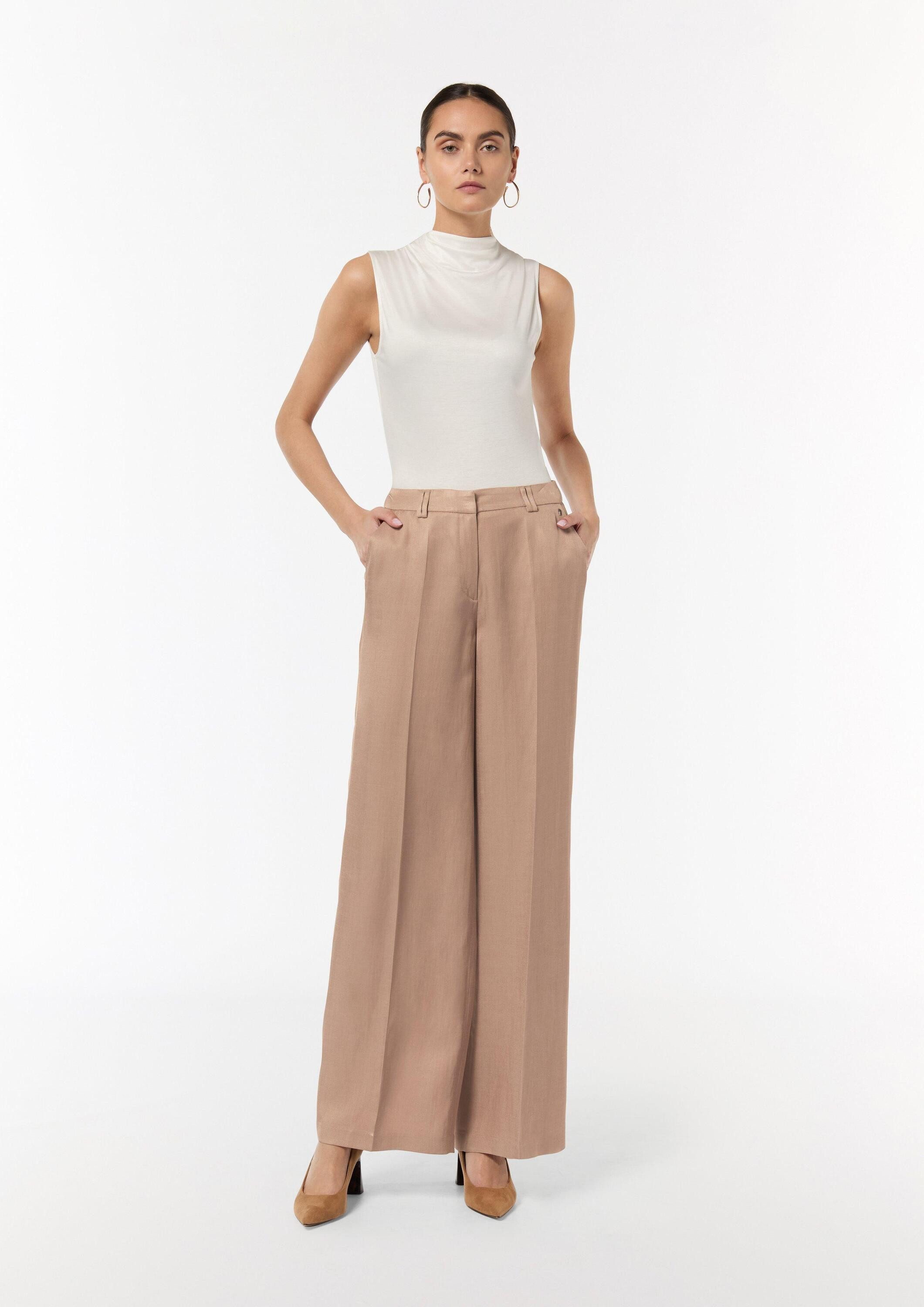 comma Chinos Hose Wide-Leg-Hose aus Leinenmix