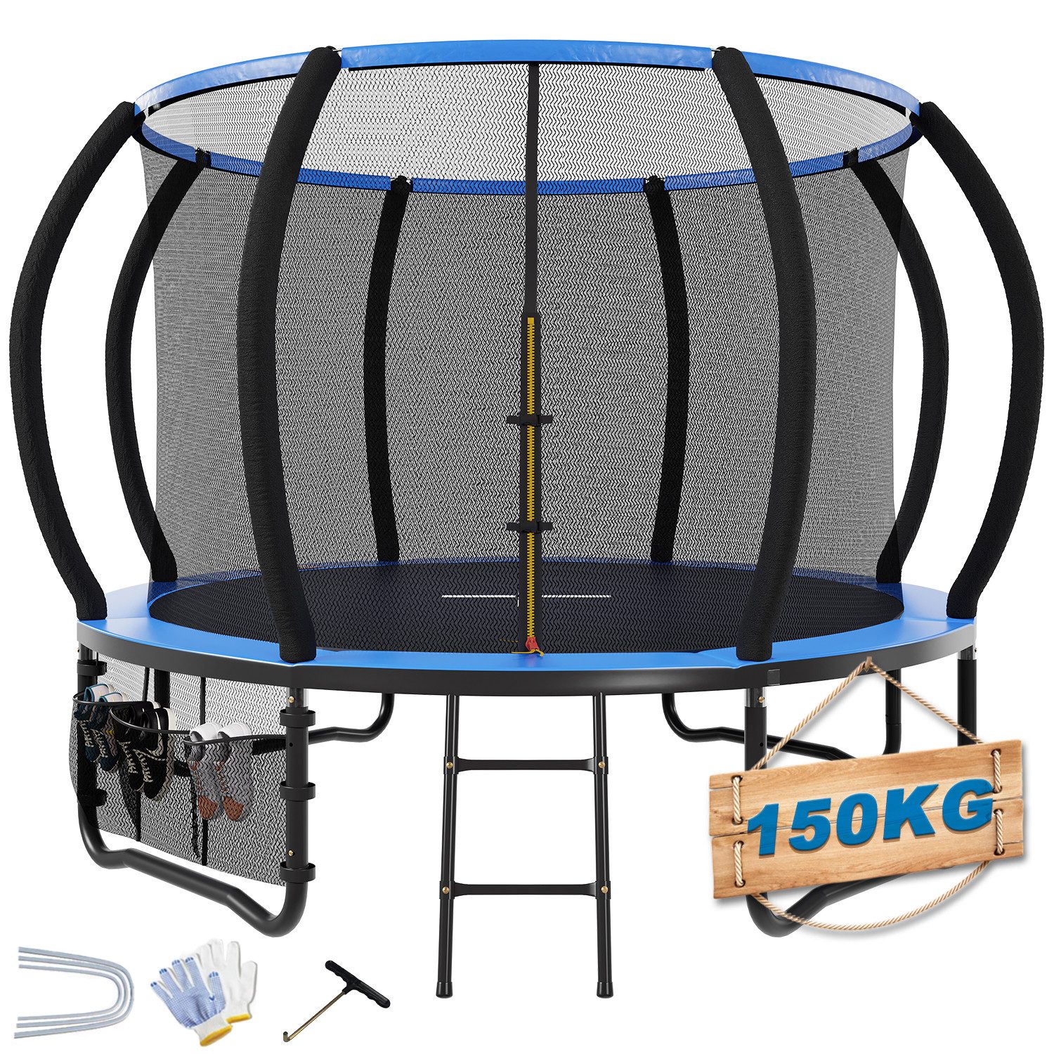 HOMALL Gartentrampolin Kindertrampolin Ø305/366, Gewicht 150kg, Ø 228 cm, (228 cm, Ø 228/305/366/427 cm, mit Sicherheitsnetz und Leiter, 360° Schutzgitter)
