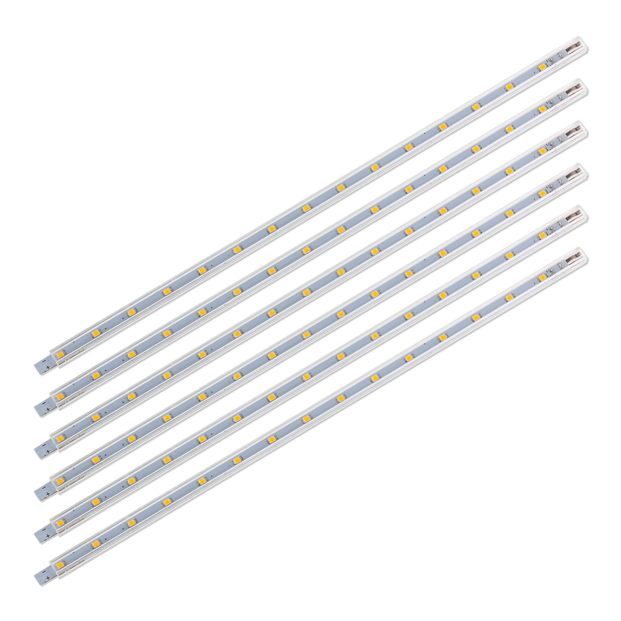SEBSON Aufbauleuchte LED Lichtleiste 30cm 12V warmweiß 6-tlg, mit Stecker und Schalter