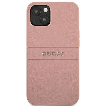 Guess Handyhülle Guess Saffiano Stripe Collection Apple iPhone 13 Mini Hard Case Cover Schutzhülle Pink