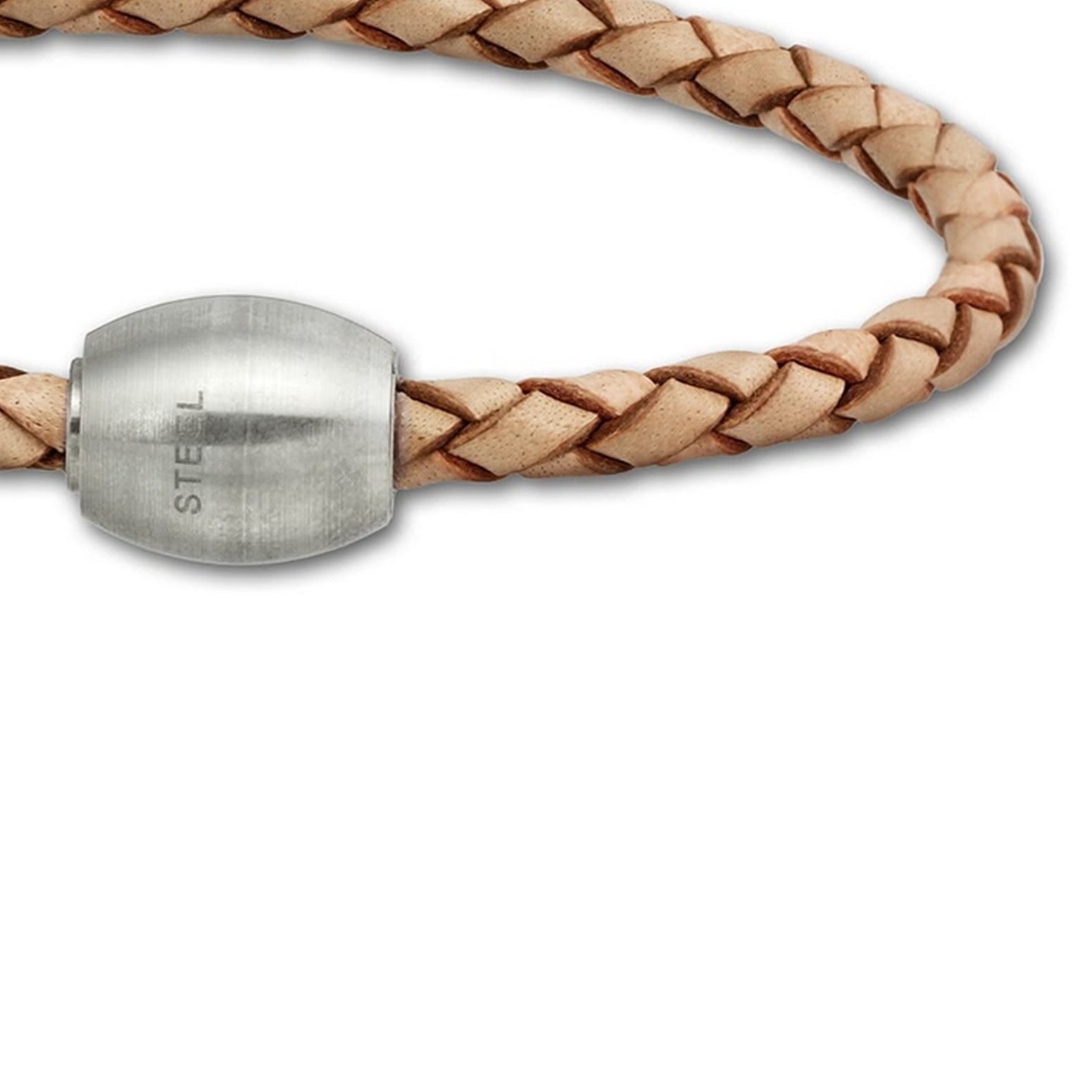 SilberDream Edelstahlarmband SilberDream Leder Armband 21cm natur (Armband), Armbänder für Damen, Herren aus Edelstahl (Stainless Steel), Farbe: na