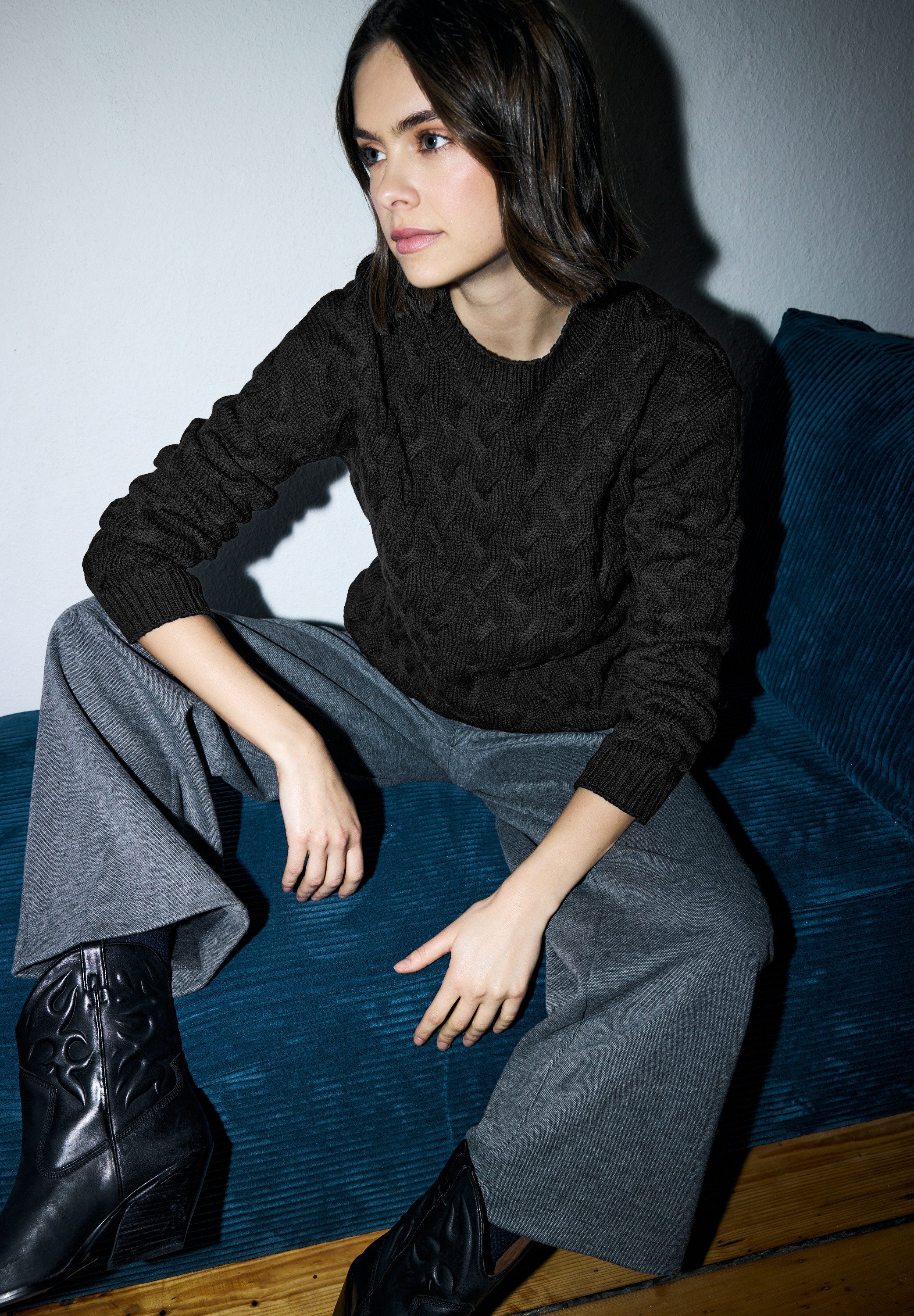 STREET ONE STUDIO Stehkragenpullover im soften Baumwoll-Mix
