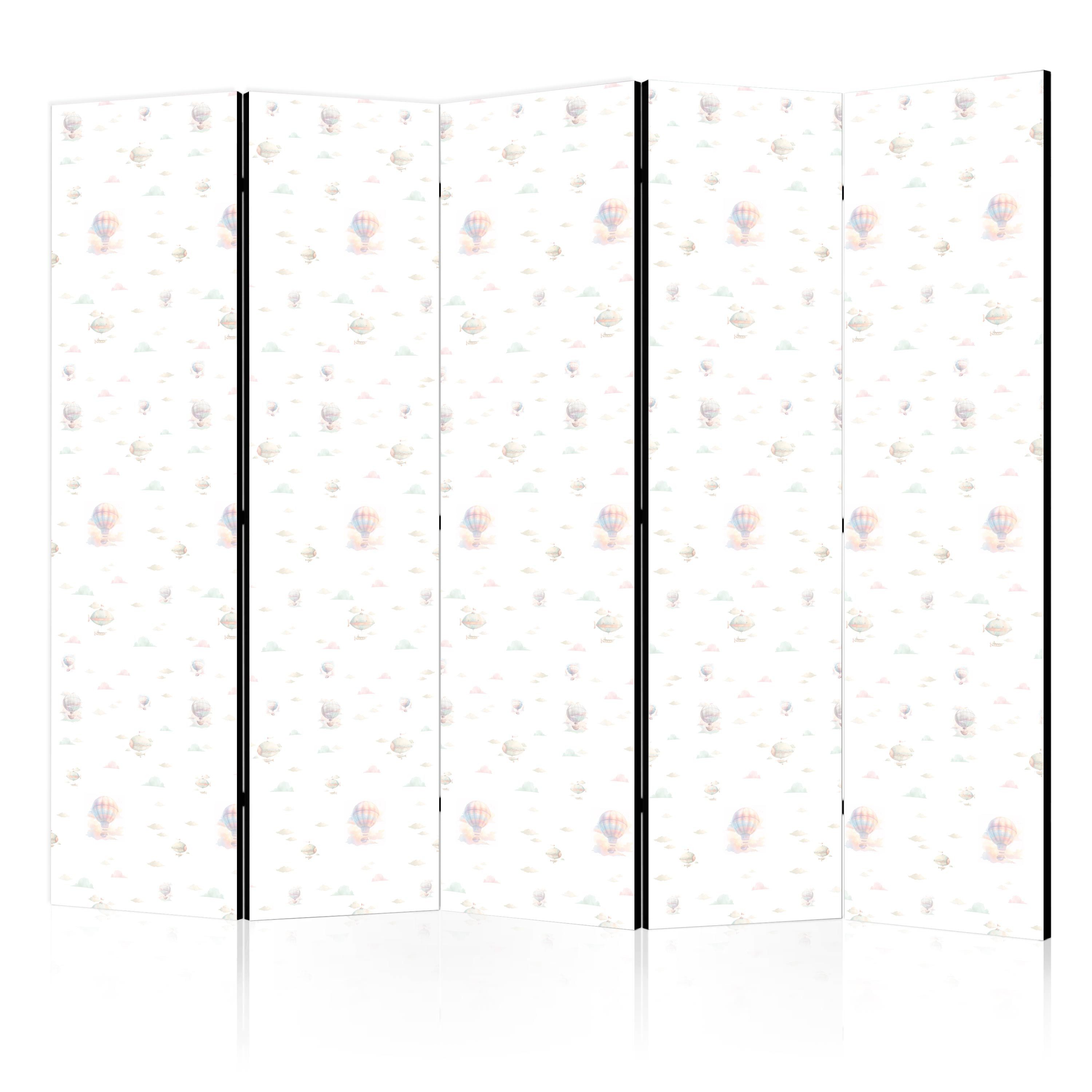 Muralo Paravent 5-teilig Raumteiler klappbar Luftballons Wolken (Packung, 1 St., 225x172 cm), 3 Varianten, Für das Wohnzimmer, das Schlafzimmer