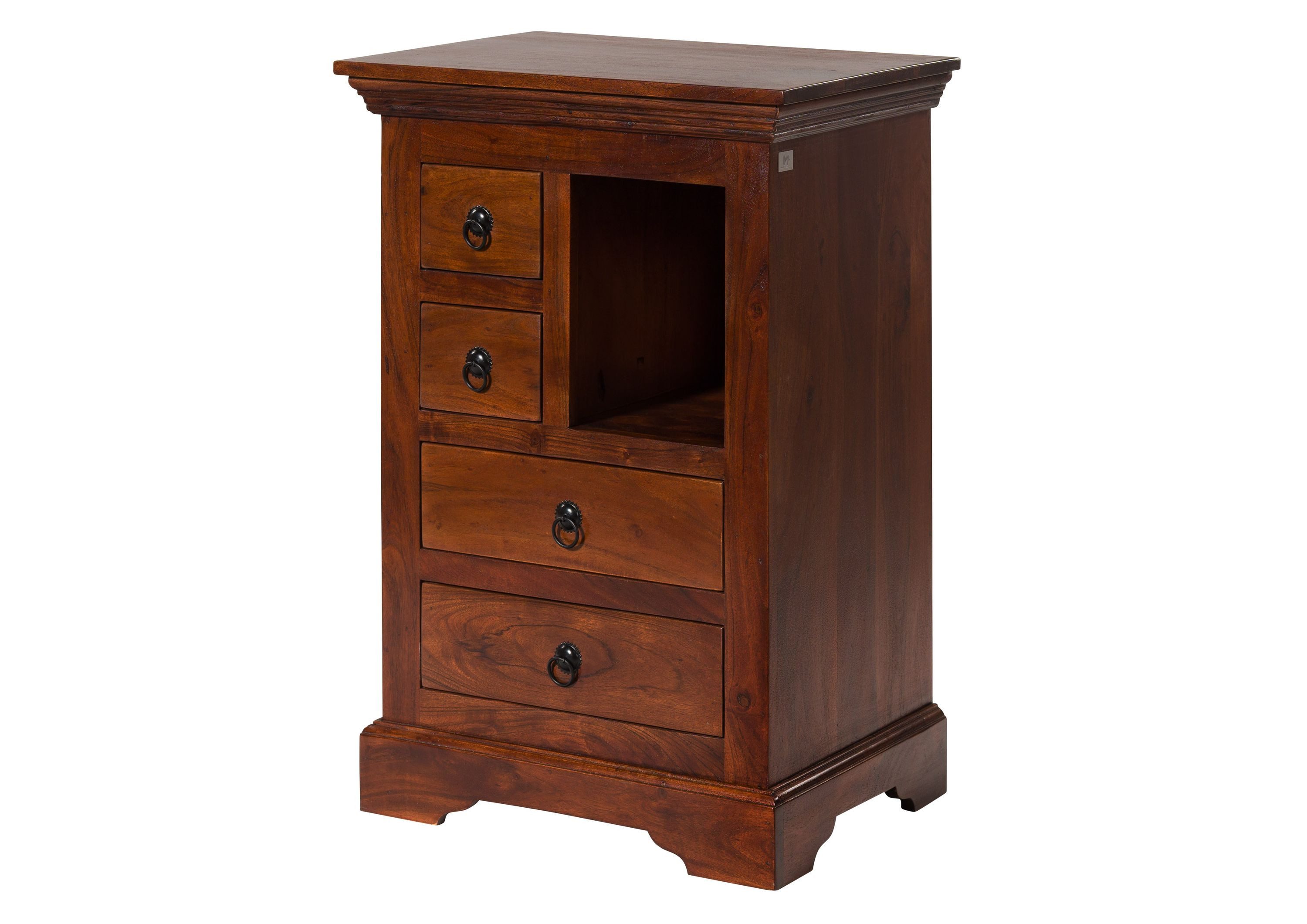 Massivmoebel24 Kommode OXFORD Akazie Massivholz dunkelbraun (Massivholz montiert 27 kg OXFORD #503), Akazie 55x40x80 cm (BxTxH) dunkelbraun lackiert