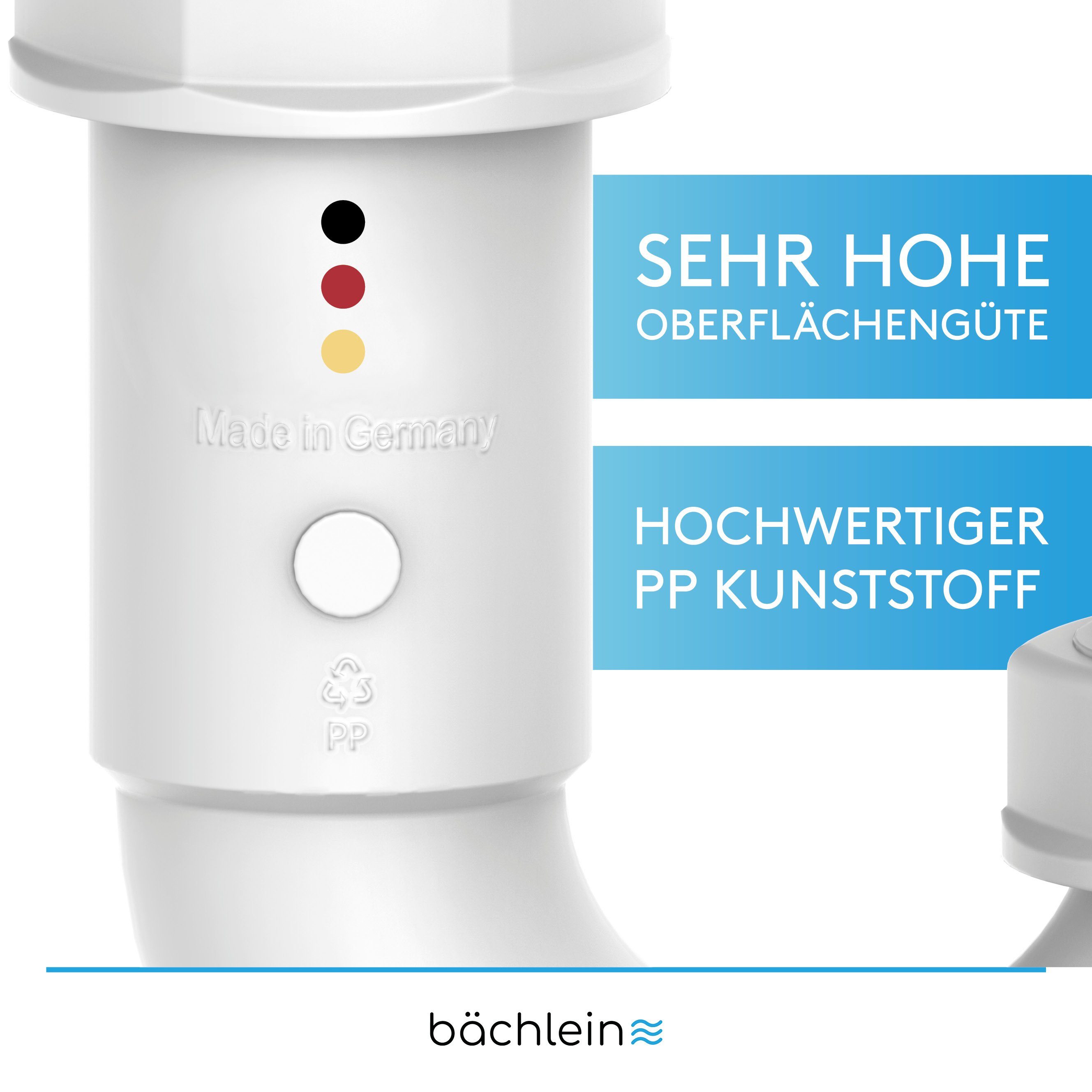 Bächlein Siphon Raumsparsiphon Badezimmer G 1 1/4", Geruchsverschluss für Waschbecken, (Set), flexibler Geruchsverschluss