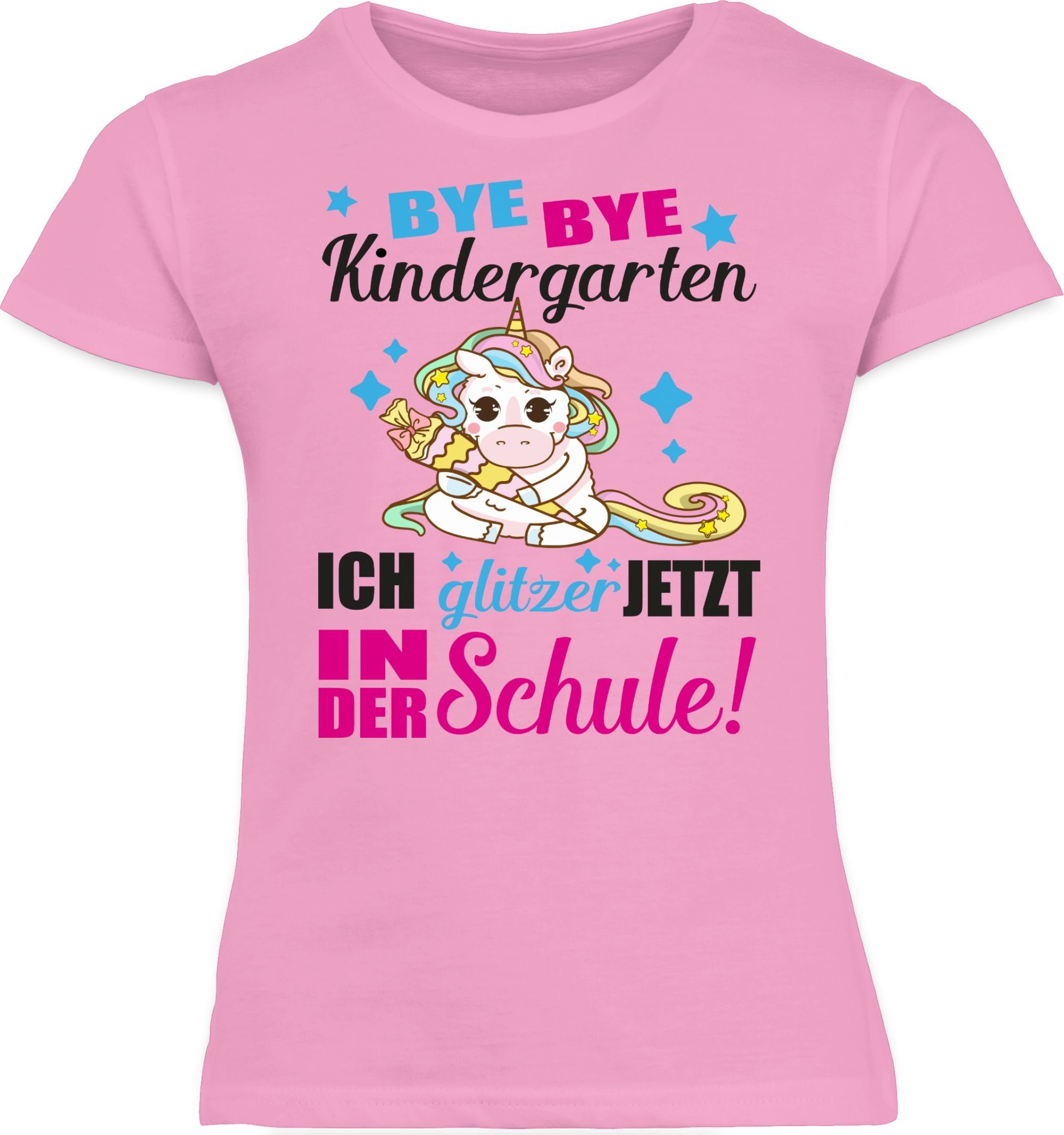 Shirtracer T-Shirt Ich glitzer jetzt in der Schule Einhorn Einschulung Mädchen