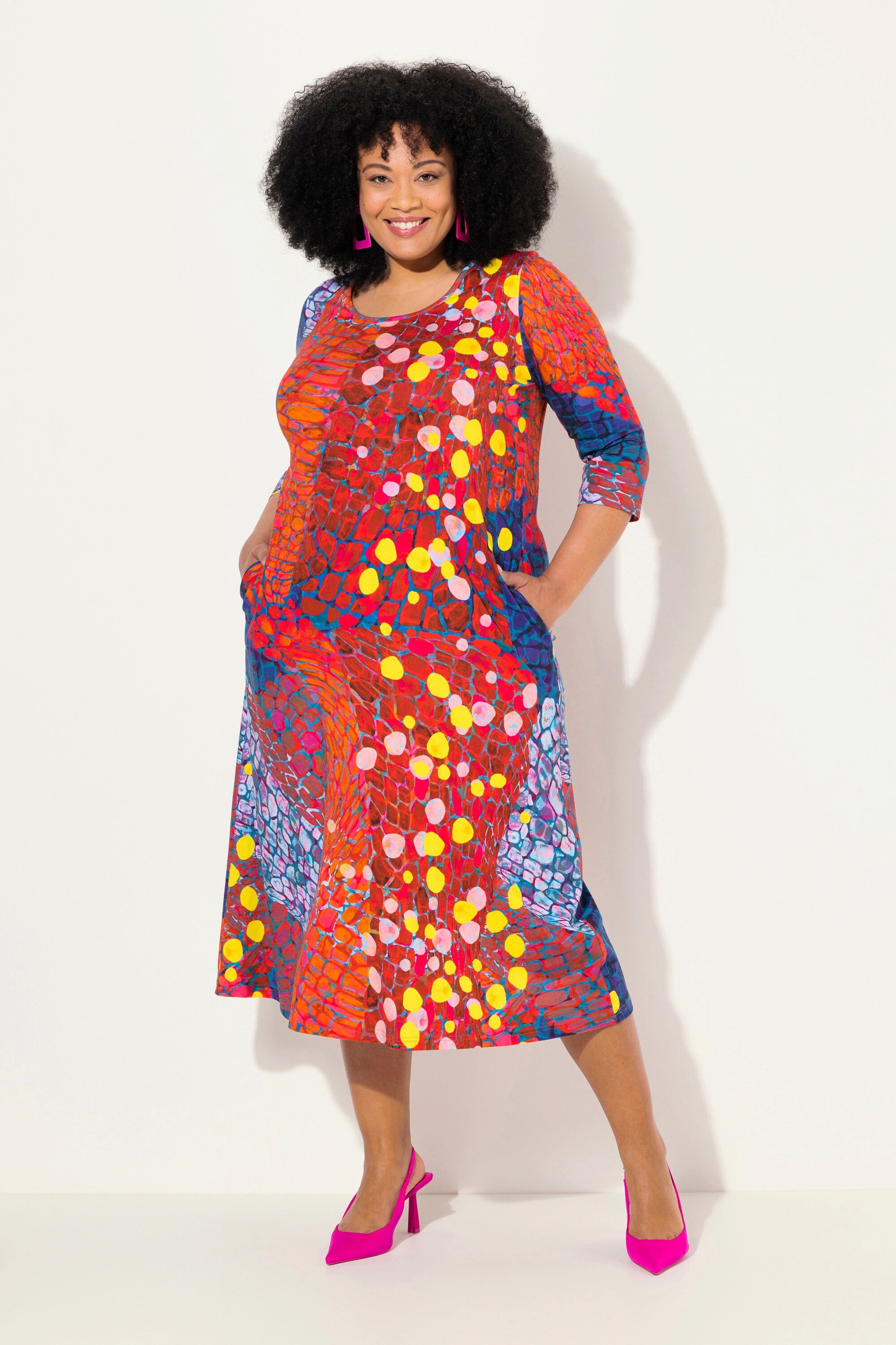 Ulla Popken Maxikleid Jersey-Maxikleid A-Linie Rundhals günstig online kaufen