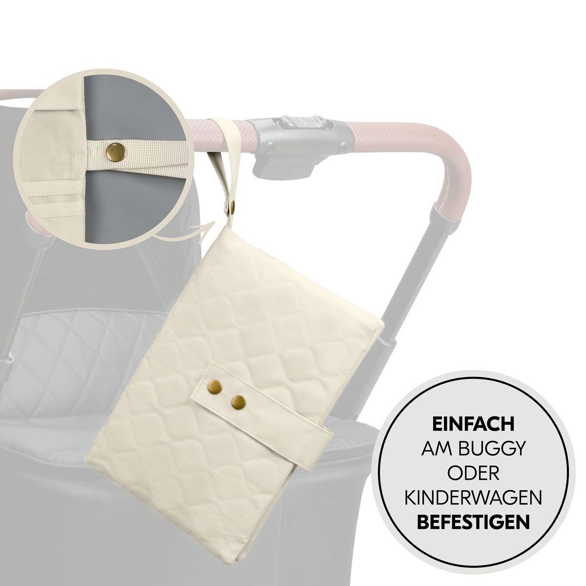 Hauck Wickeltasche Change N Walk - Beige, Windeltasche mit Wickelunterlage, Organizer, Wickeltetui mit Schlaufe