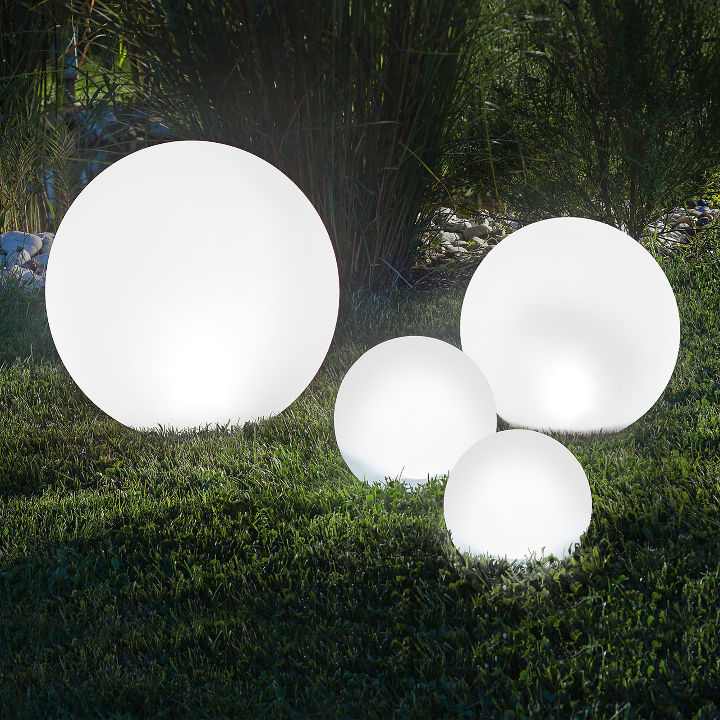 esotec LED Gartenleuchte Solar Leuchtkugelset Basic D=20+30+40+50cm multicolor 6500K 102615, LED fest integriert