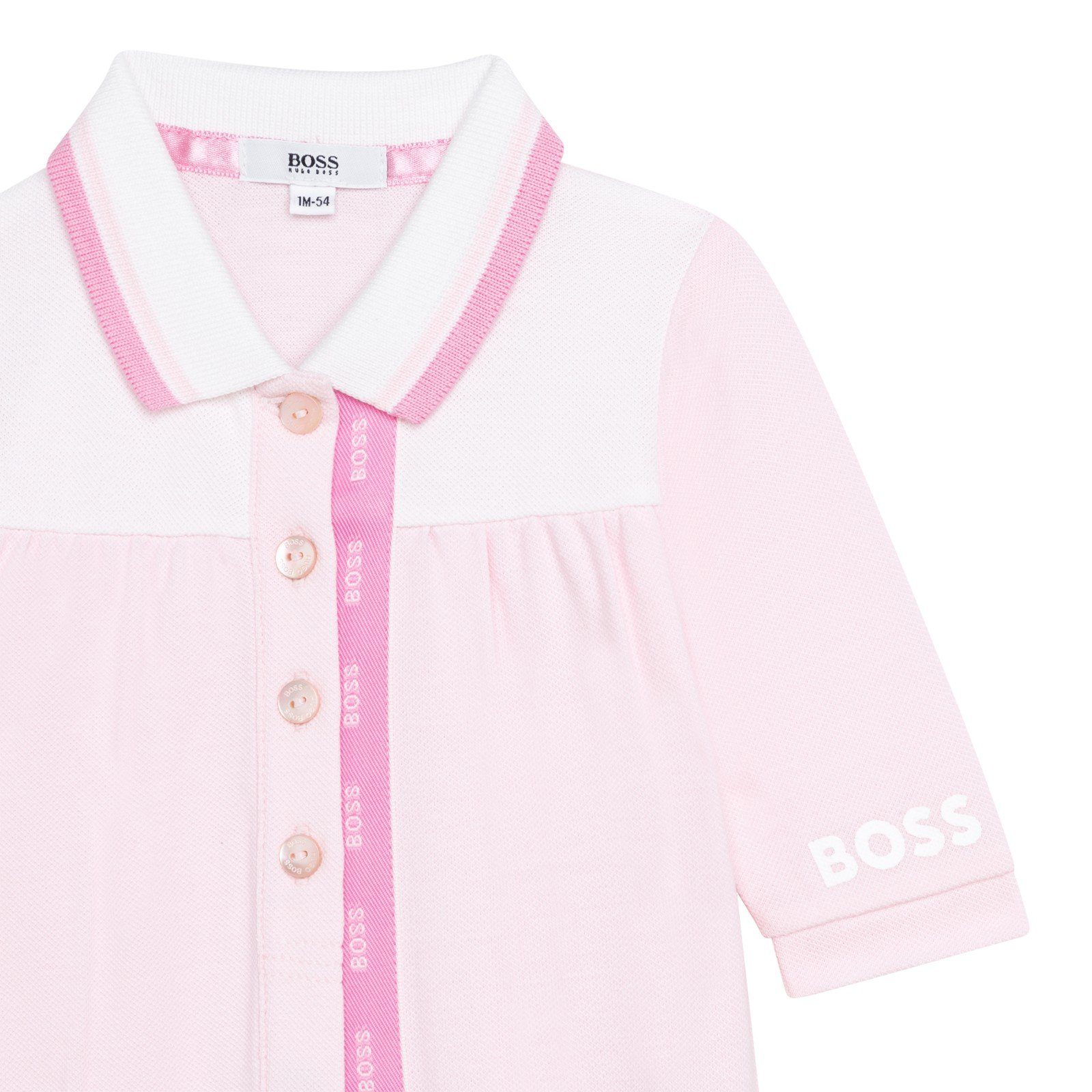 BOSS Strampler HUGO BOSS mit Baby rosa Pyjama Logo Strampler Hase Details