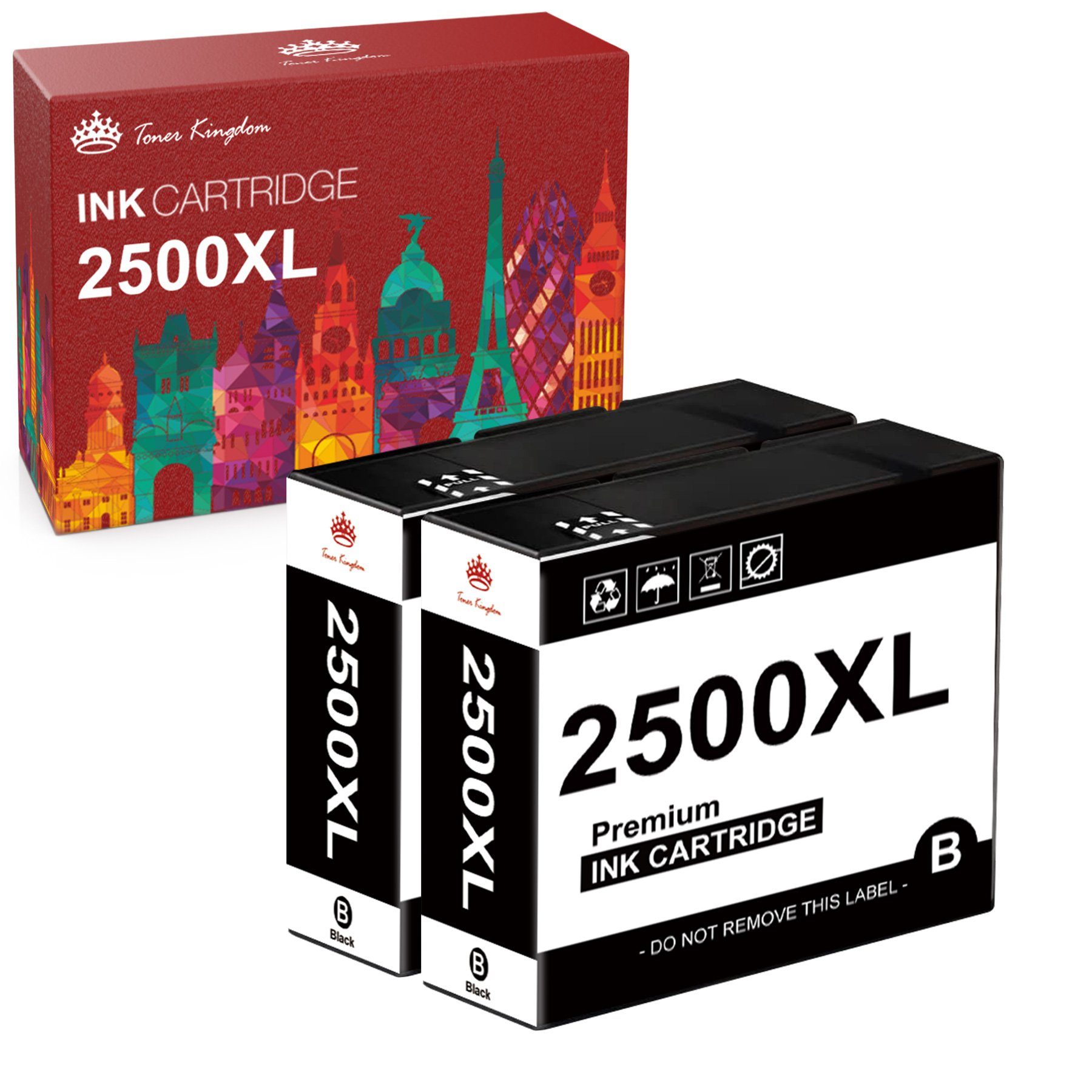Kingdom MB5350 MB5455) Multipack MB5100 2 PGI-2500 Tintenpatrone Maxify Toner MB5050 MB5400 2500XL MB5450 für Canon MB5155, (Canon Schwarz MB5300 Kompatibel MB5150 XL
