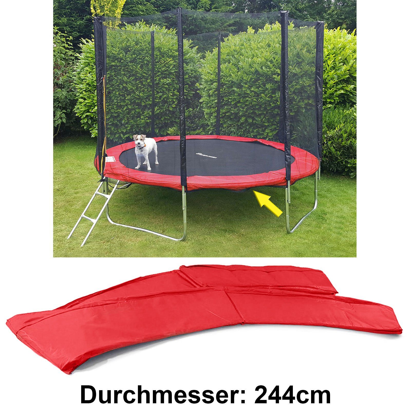 RAMROXX Trampolin-Randabdeckung Trampolin Schutz Rand Abdeckung für Sprungfedern 244 CM Rot