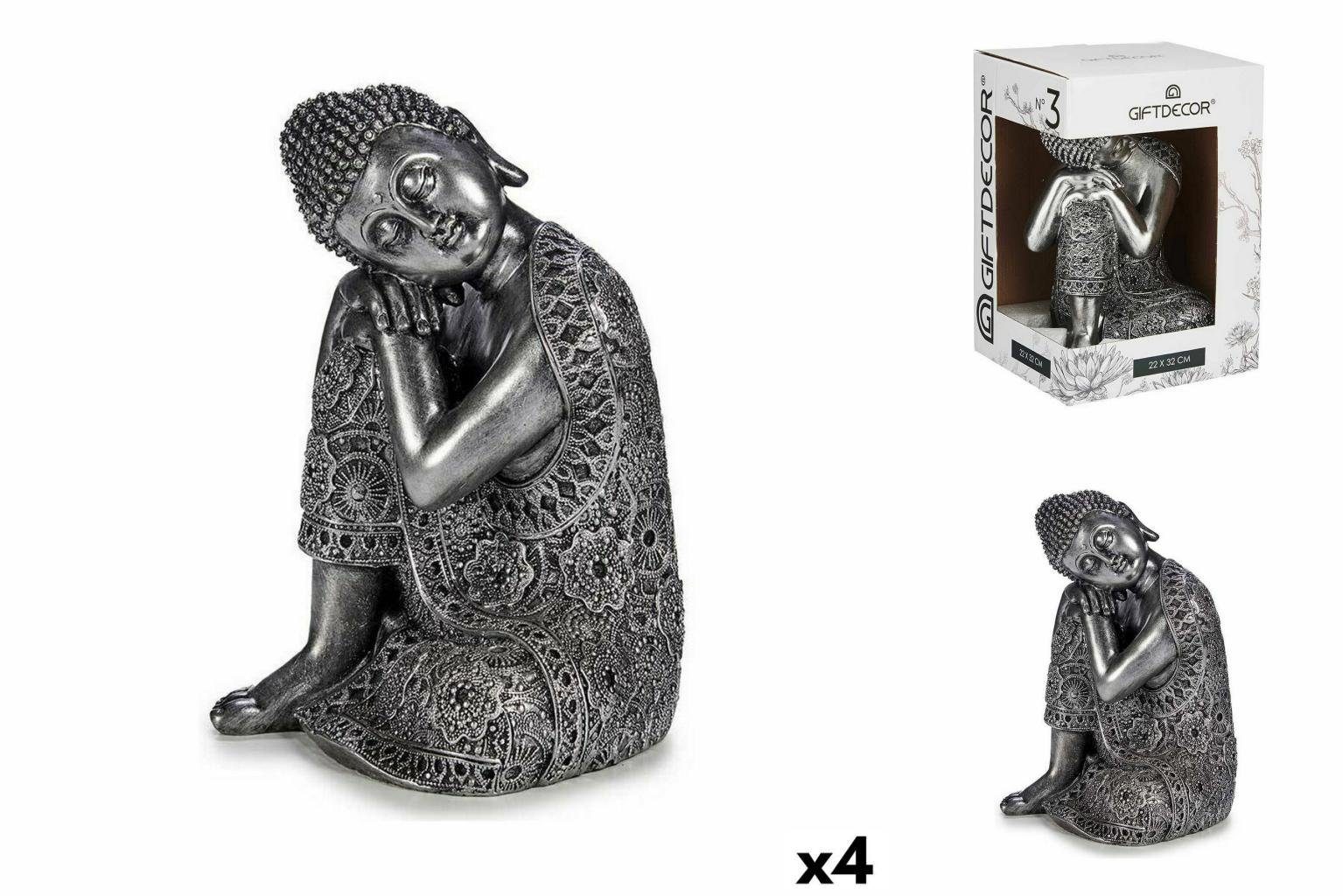 Gift cm Sitzend 20 Buddha 30 Stück Deko-Figur 4 Dekoobjekt x Decor Silberfarben x 20