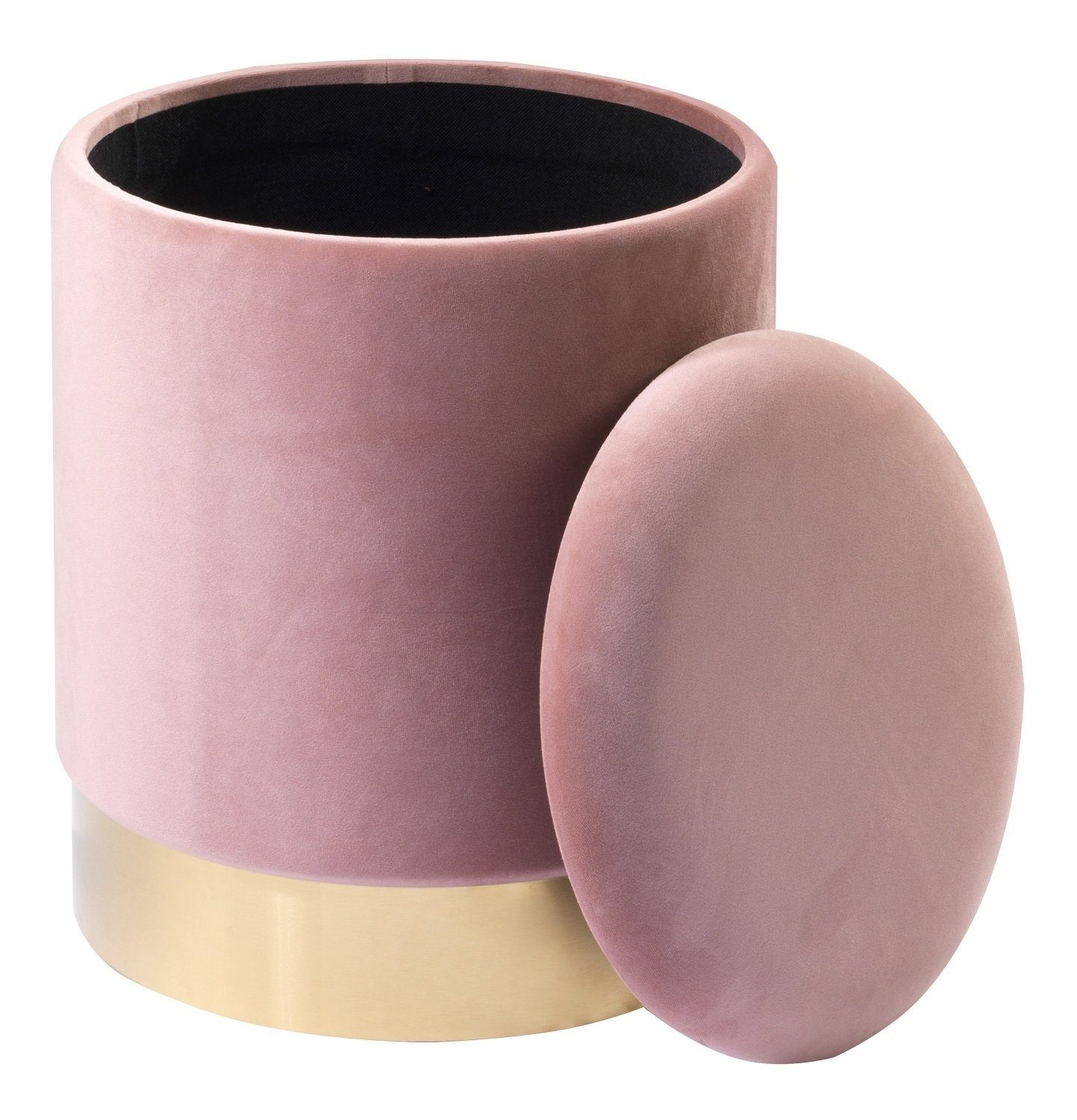 Home4You Sitzhocker, Ø 36 cm, Rosa, Samtbezug, mit abnehmbarem Deckel