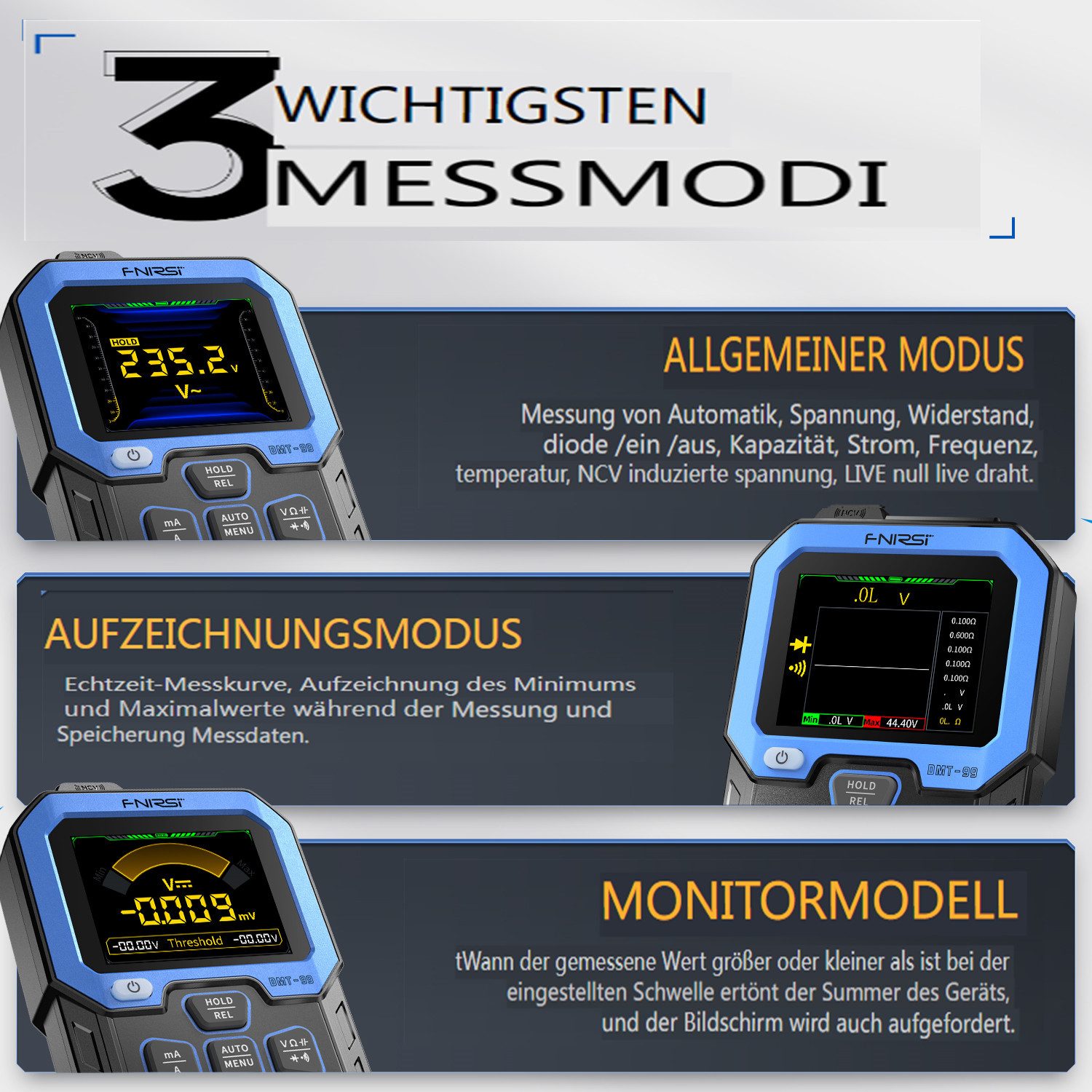 Insma Multimeter, Digital Multimeter Spannungsprüfer Batterietester Voltmeter (AC/DC)