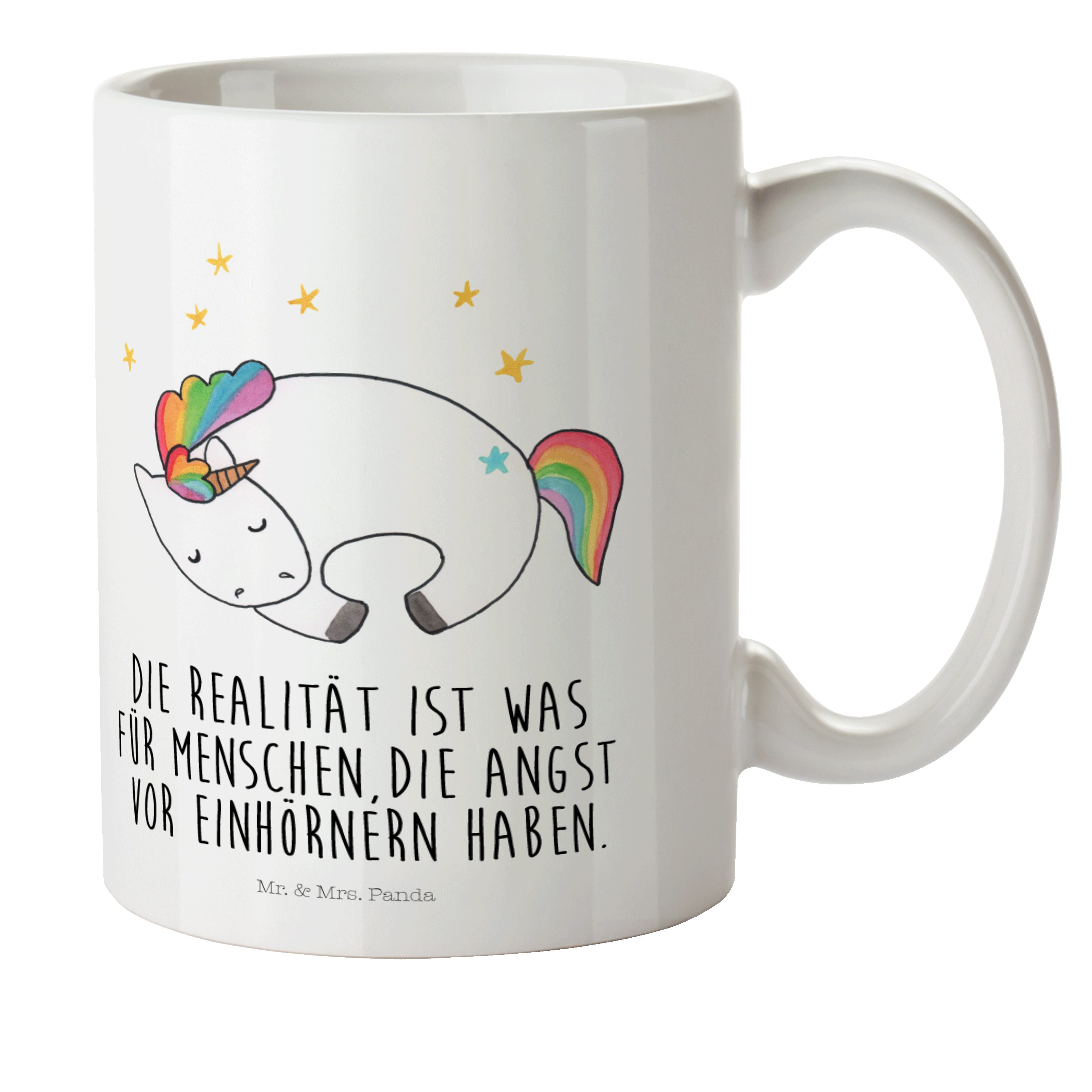 Mr. & Mrs. Panda Einhorn Kinderbecher Traum, Kunststoff Nacht - Kinder, Kaffeetasse, Weiß Geschenk, - Freundin