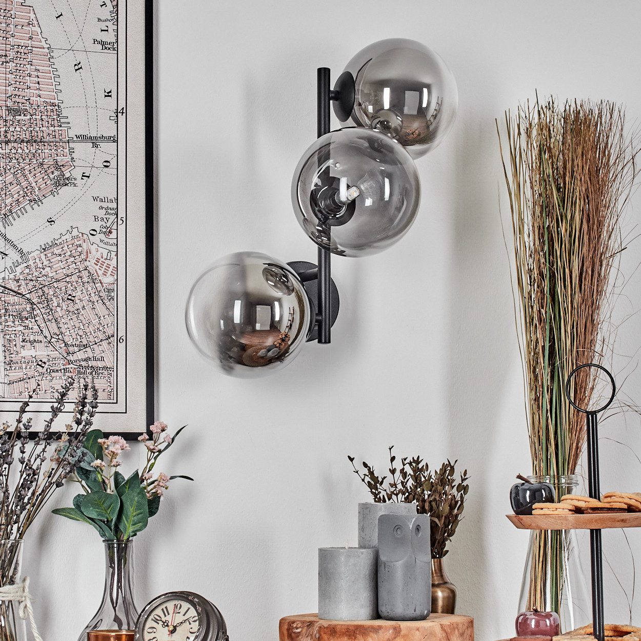 hofstein Wandleuchte Wandlampe aus Metall/Glas in günstig online kaufen