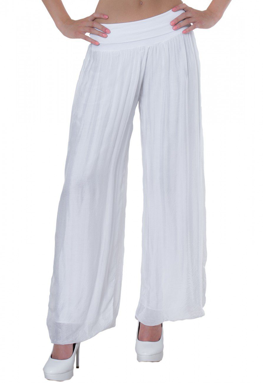 Caspar Palazzohose KHS010 elegante und weiss Seidenanteil mit Damen Hose Stretch Bund hohem