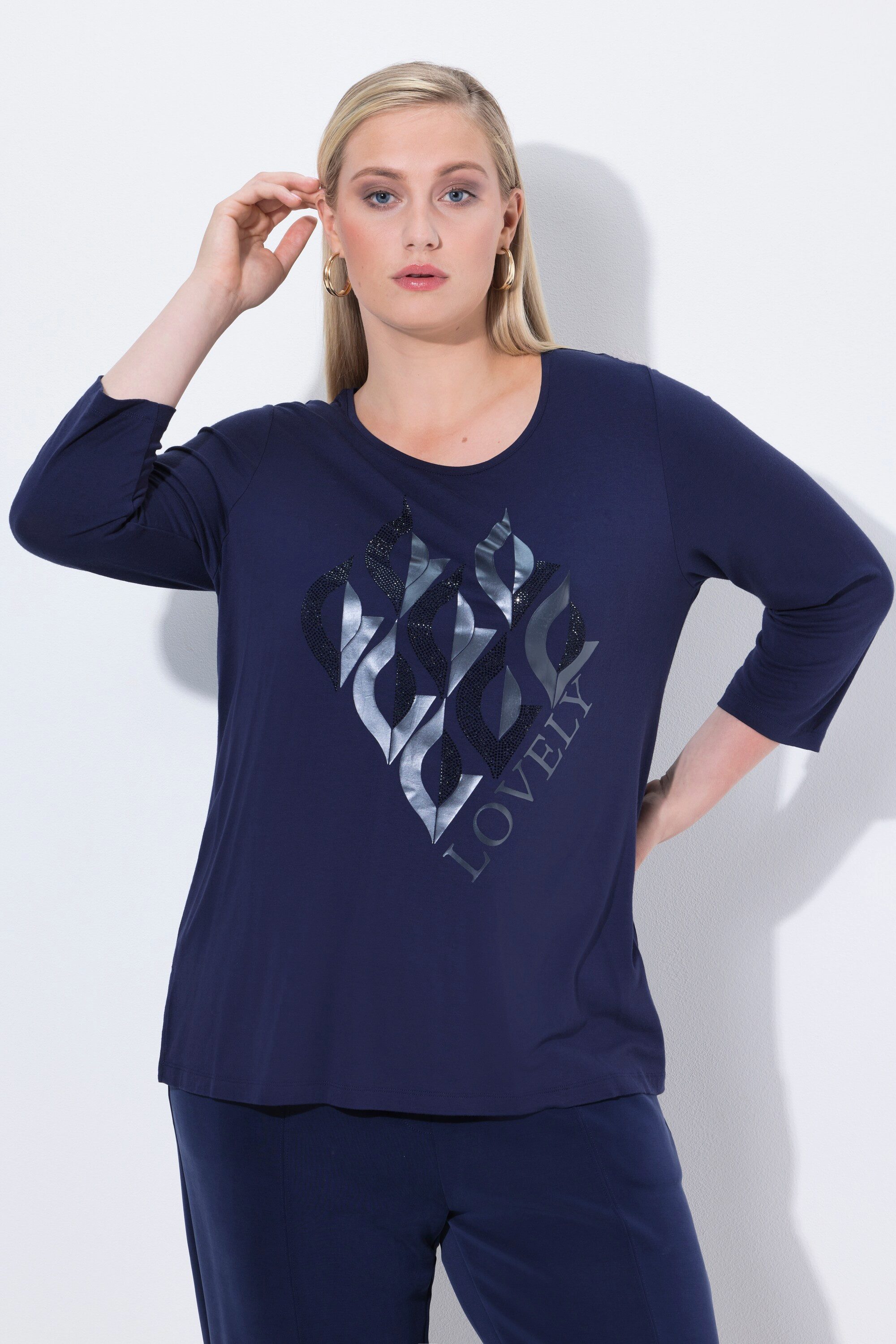 Ulla Popken T-Shirt Shirt Lovely Classic Rundhals 3/4-Arm günstig online kaufen