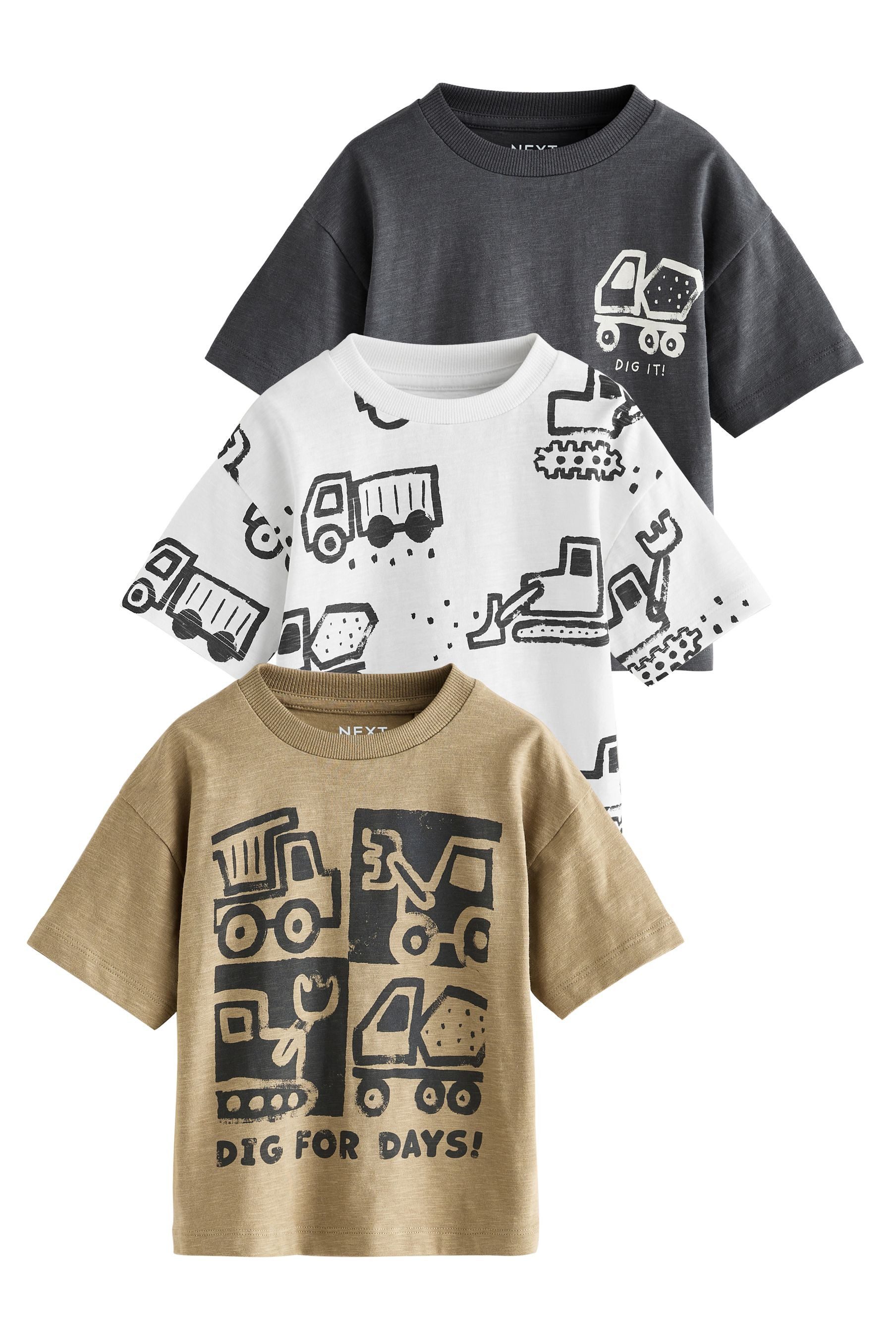 Next Langarmshirt Kurzarm-T-Shirts mit Grafik-Print im 3er-Pack (3-tlg)