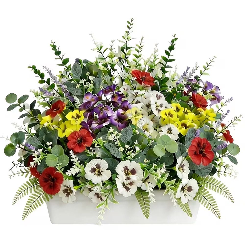 Kunstblumenstrauß 30er Set Künstliche Frühlingsblumen Outdoor, UV-beständige, Agger, Stiefmütterchen & Lavendel in Lila, Kunstblumenstrauß
