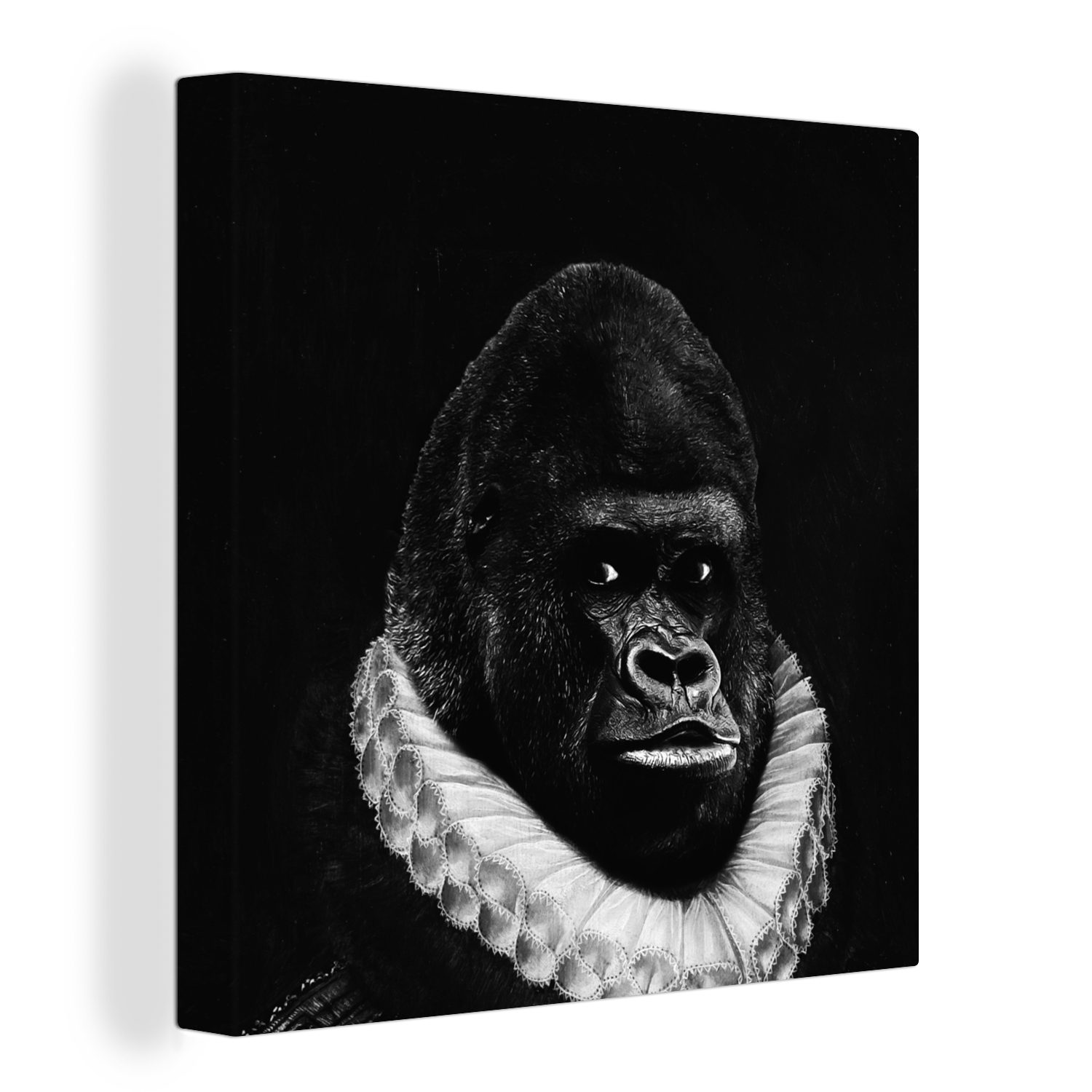 OneMillionCanvasses® Gemälde Malerei - Gorilla - Schwarz - Weiß, (1 St), Leinwand Bilder für Wohnzimmer Schlafzimmer bunt