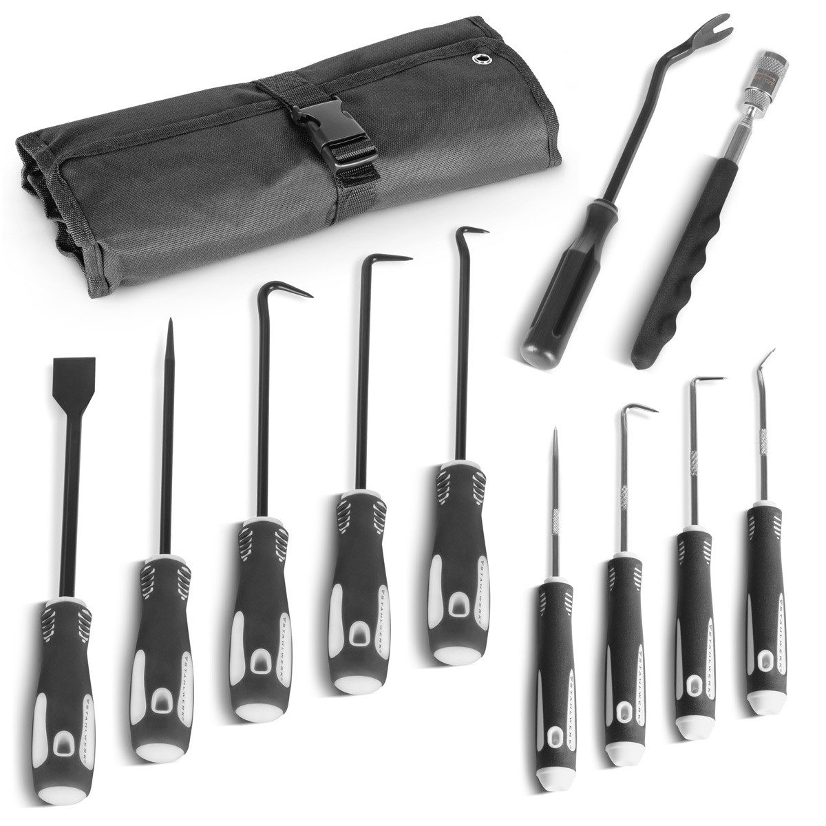 STAHLWERK Reifen-Reparaturset 12-teiliges Pick-Tool-Set Kfz-Hakenwerkzeug für Dichtungen und O-Ringe