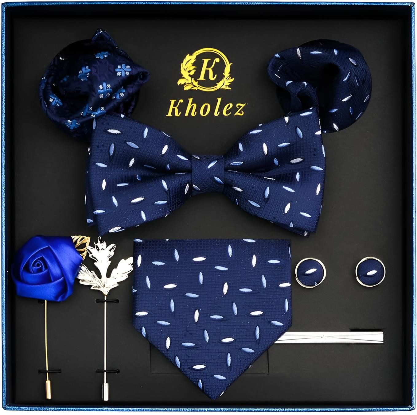 Diyarts Krawatte Hochzeitskrawatte (Fliegen Set mit, Einstecktuch, Manschettenköpfe, Krawattennadel, Boutonniere) Hochwertige Materialien, Vielseitigkeit & Ideales Geschenk