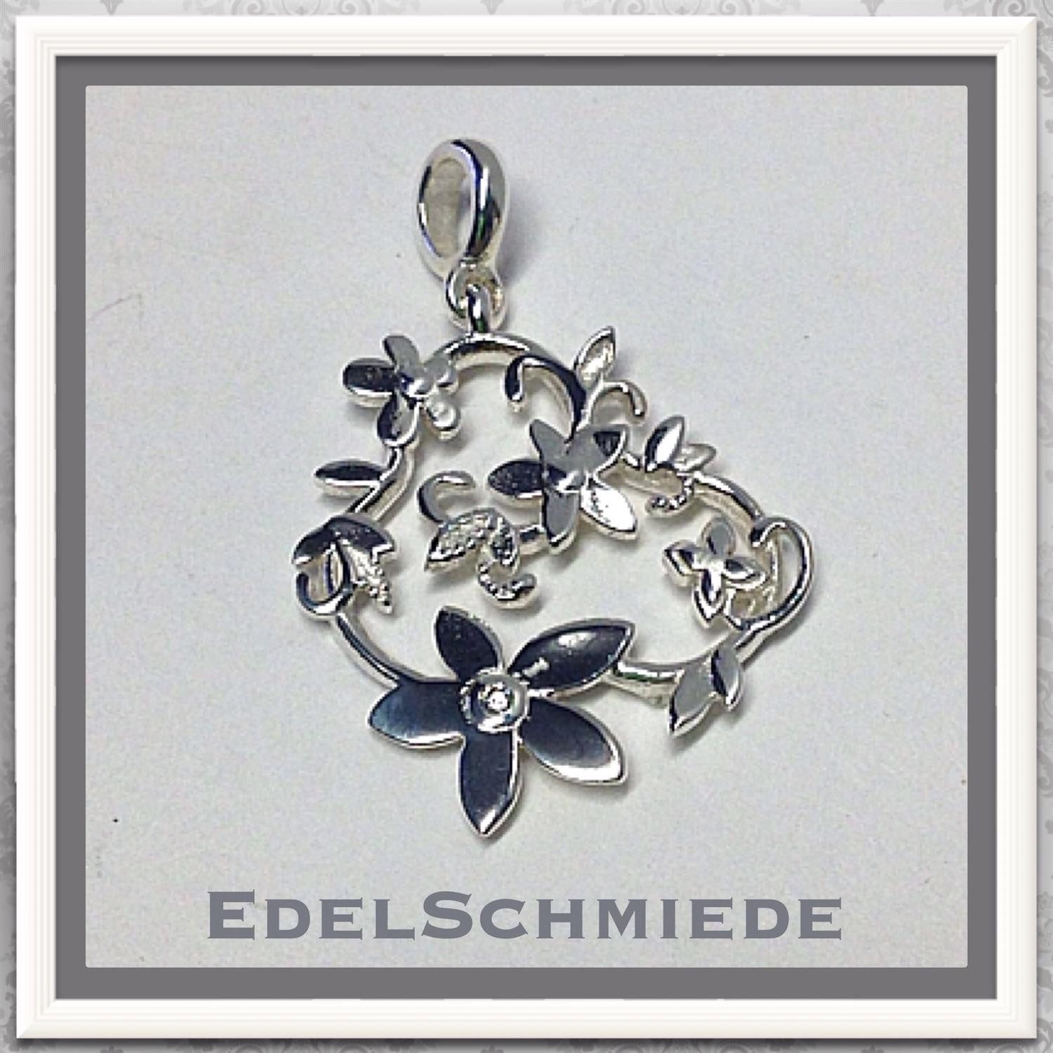 Kettenanhänger floraler Kettenanhänger in 925 Silber m Zirkonia