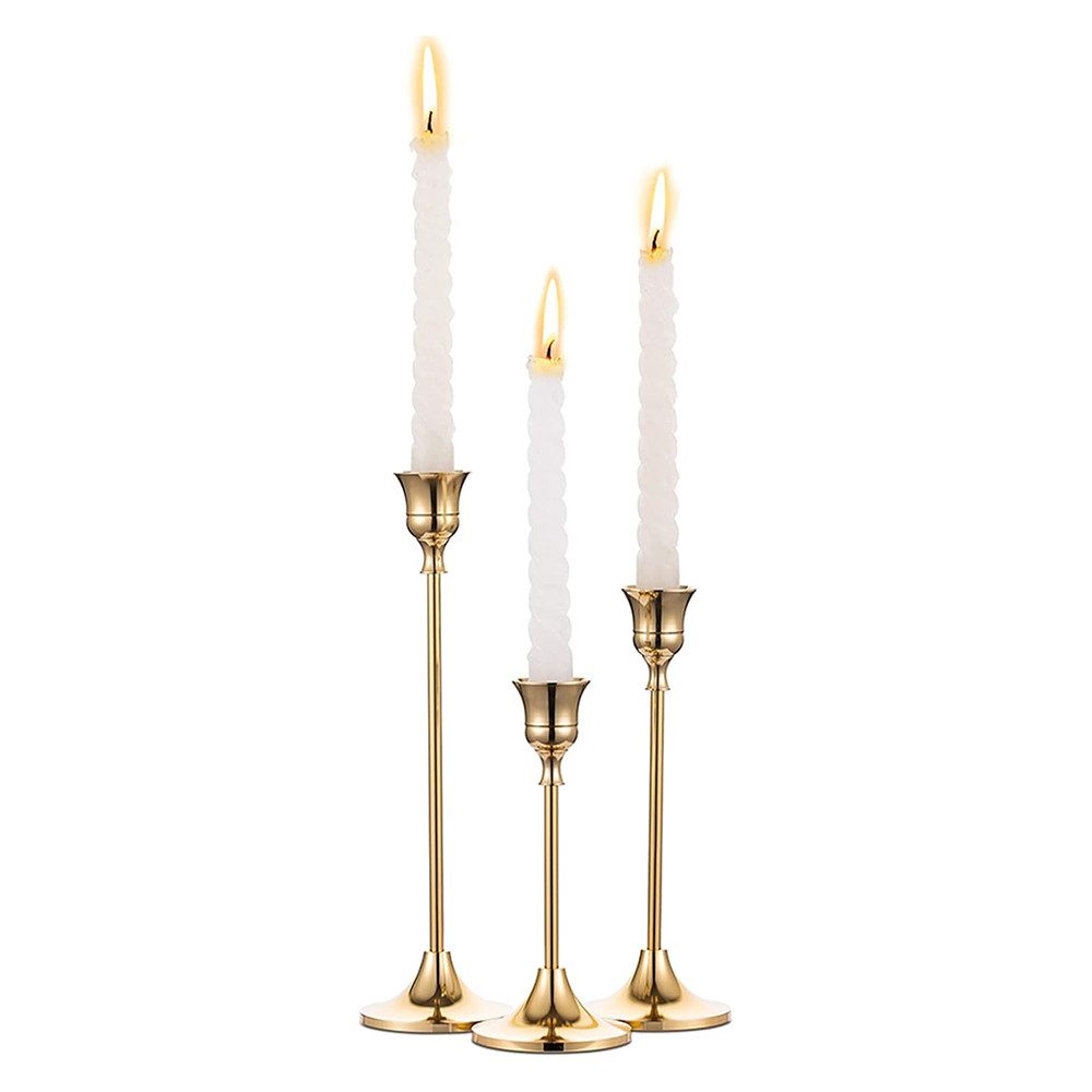 Agger Kerzenständer 3 Stück Dekorativer Vintage-Kerzenhalter, für Stabkerze Spitzkerzen Hochzeit Party Weihnachten Tischdeko