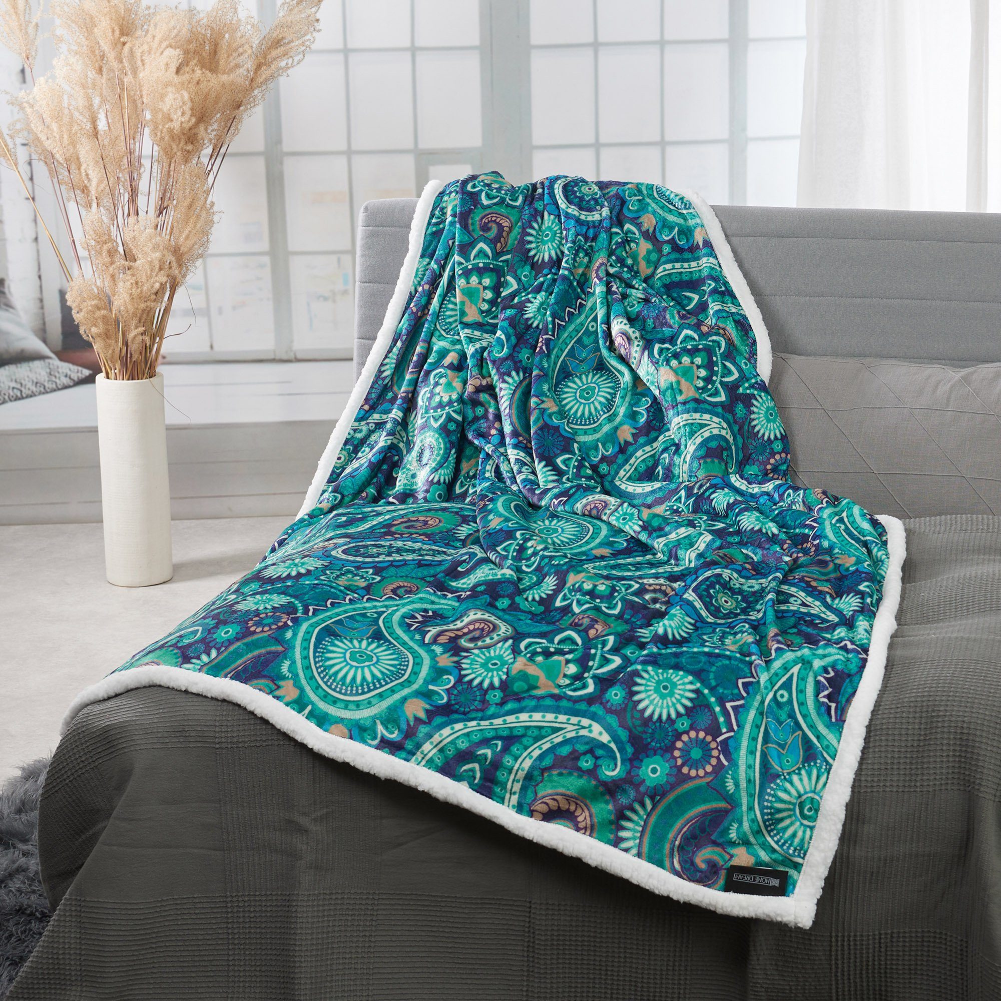 Wohndecke Paisley, HOME DREAM, 150 x 200 cm, edle farbbrillante Kuscheldeck günstig online kaufen